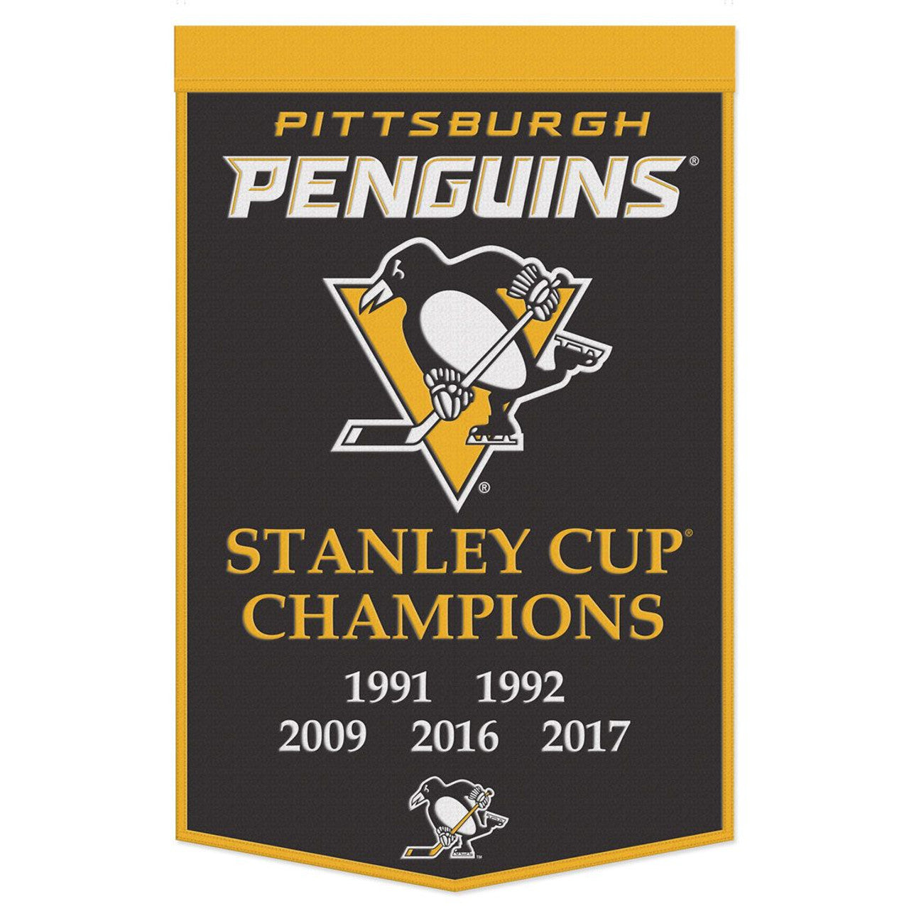 Pittsburgh Penguins Banner Wool 24x38 Dynasty Champ Design - Sports Collectibles, Sports Memorabilia, Sports Fan Shop, Sports Gifts