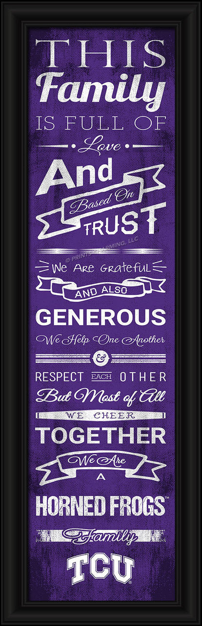 TCU Horned Frogs Print 8x24 Family Cheer Style - Sports Collectibles, Sports Memorabilia, Sports Fan Shop, Sports Gifts