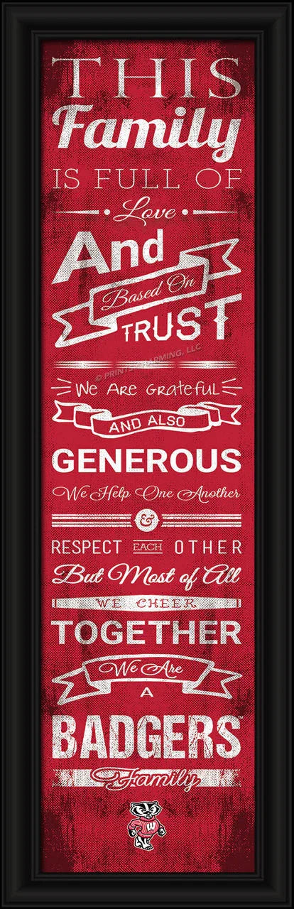 Wisconsin Badgers Family Cheer Print 8"x24" (CDG) - 757 Sports Collectibles