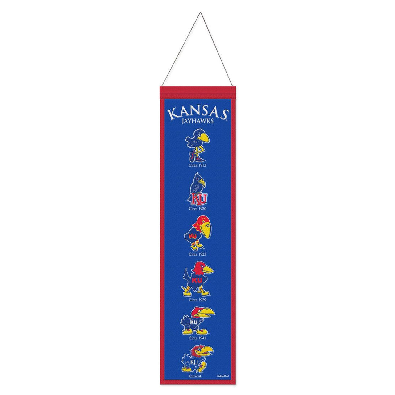 Kansas Jayhawks Banner Wool 8x32 Heritage Evolution Design - Sports Collectibles, Sports Memorabilia, Sports Fan Shop, Sports Gifts