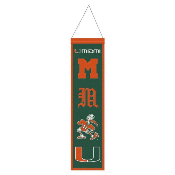 Miami Hurricanes Evolution Wool Banner 8" x 32" - Sports Collectibles, Sports Memorabilia, Sports Fan Shop, Sports Gifts