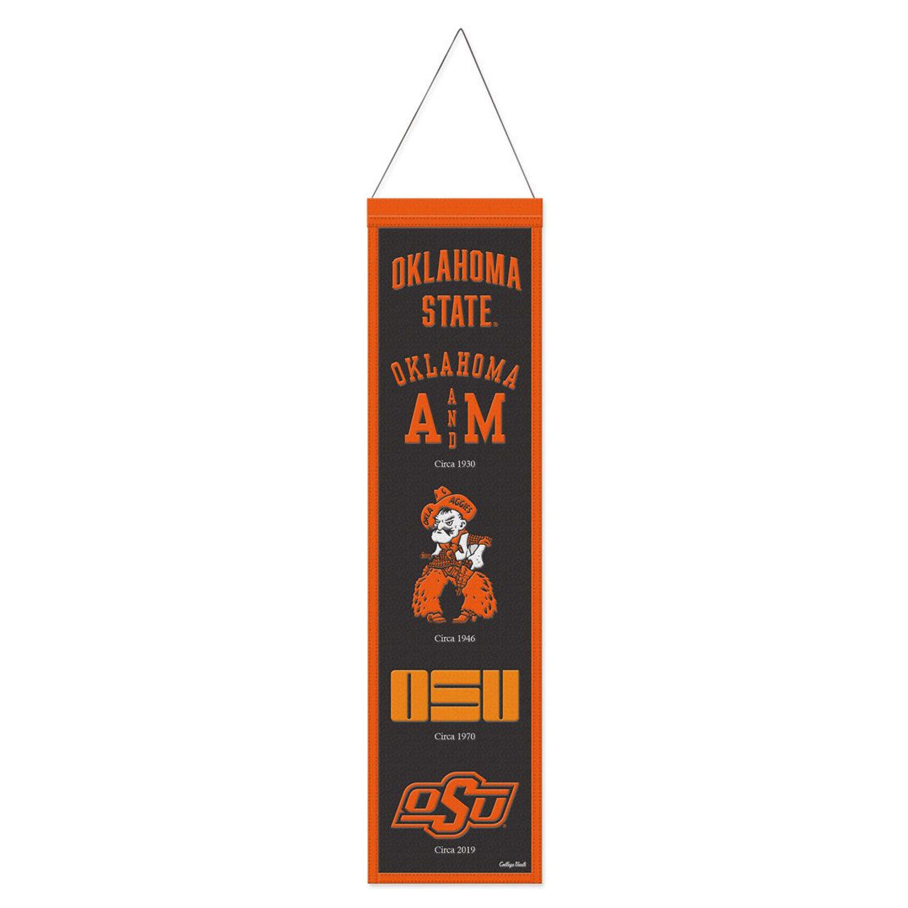 Oklahoma State Cowboys Banner Wool 8x32 Heritage Evolution Design - Sports Collectibles, Sports Memorabilia, Sports Fan Shop, Sports Gifts