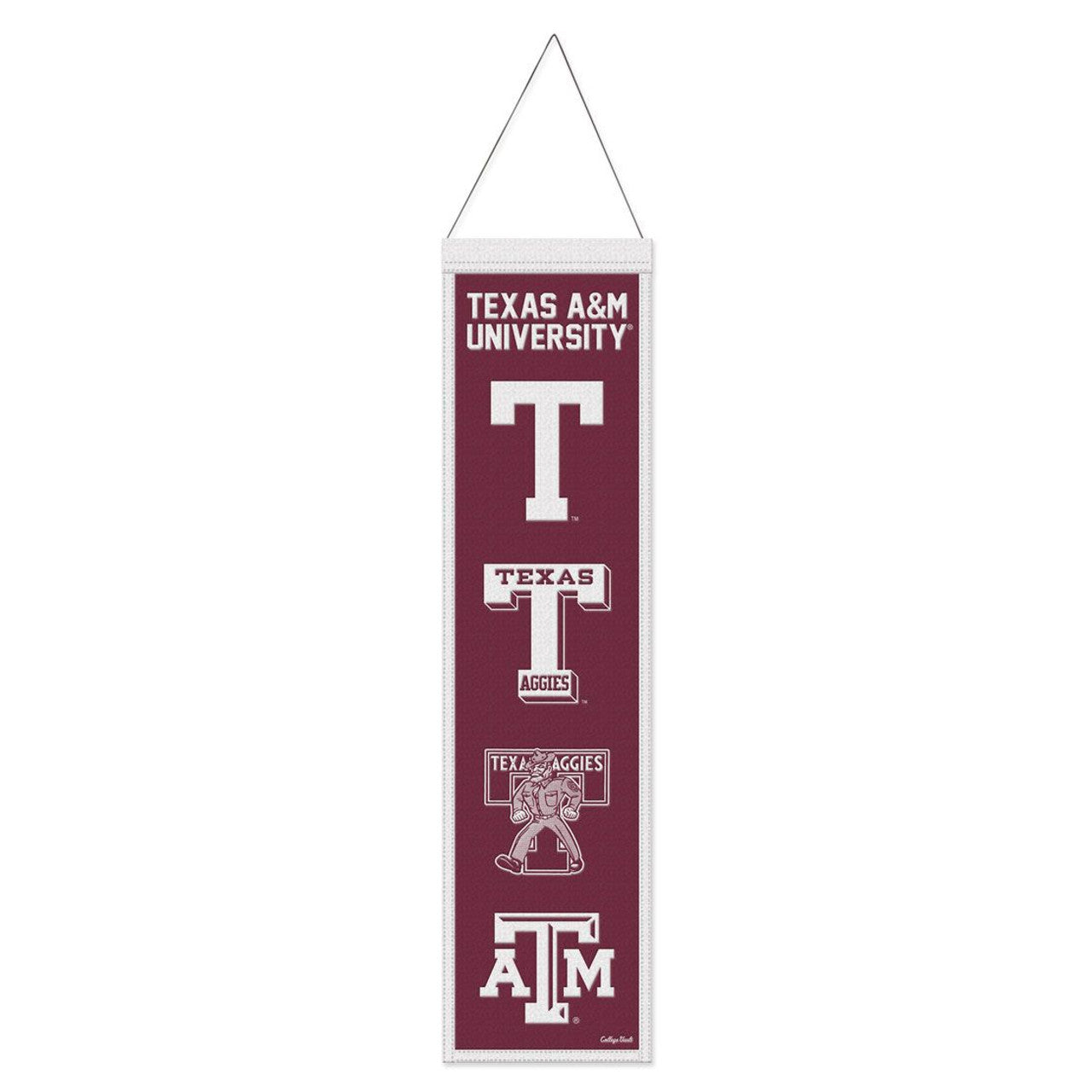 Texas A&M Aggies Banner Wool 8x32 Heritage Evolution Design - Sports Collectibles, Sports Memorabilia, Sports Fan Shop, Sports Gifts