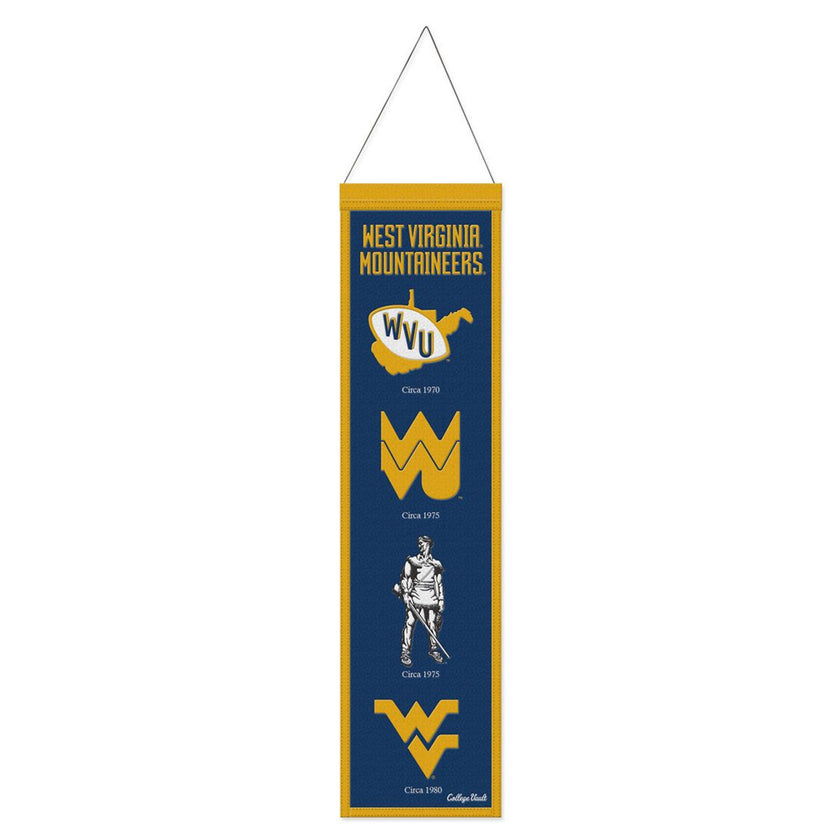 West Virginia Mountaineers Banner Wool 8x32 Heritage Evolution Design - Sports Collectibles, Sports Memorabilia, Sports Fan Shop, Sports Gifts
