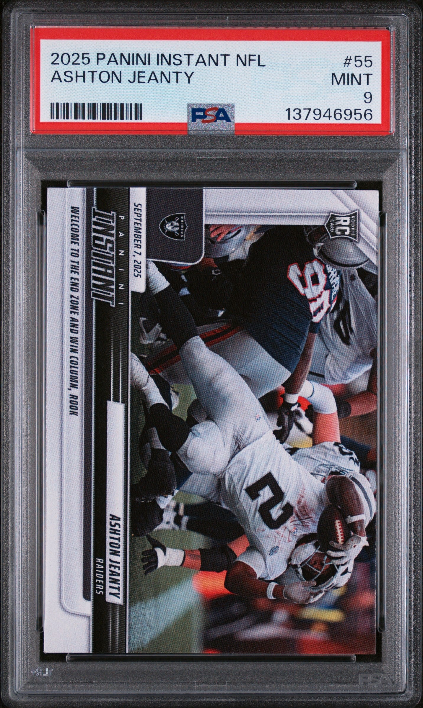 Graded 2025 Panini Instant Ashton Jeanty #55 Rookie RC Football Card PSA 9 Mint