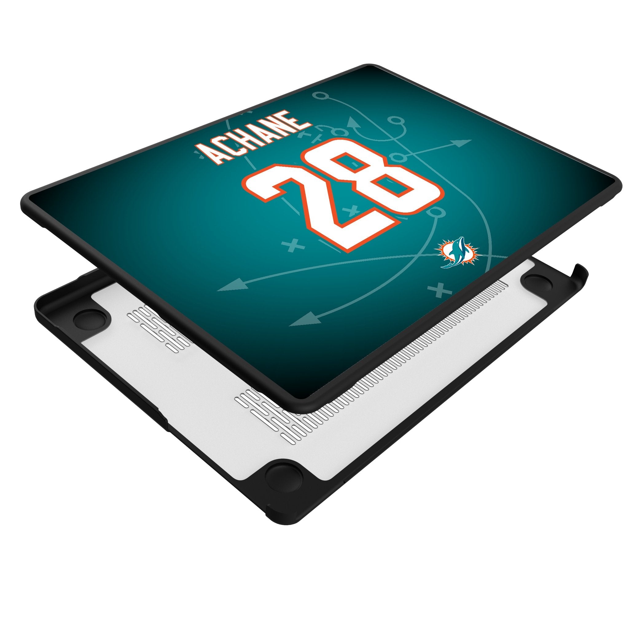 De'Von Achane Miami Dolphins 28 Game Tactic Laptop Case for Apple MacBook - Sports Gifts, Sports Memorabilia, Sports Collectibles, Fan Shop