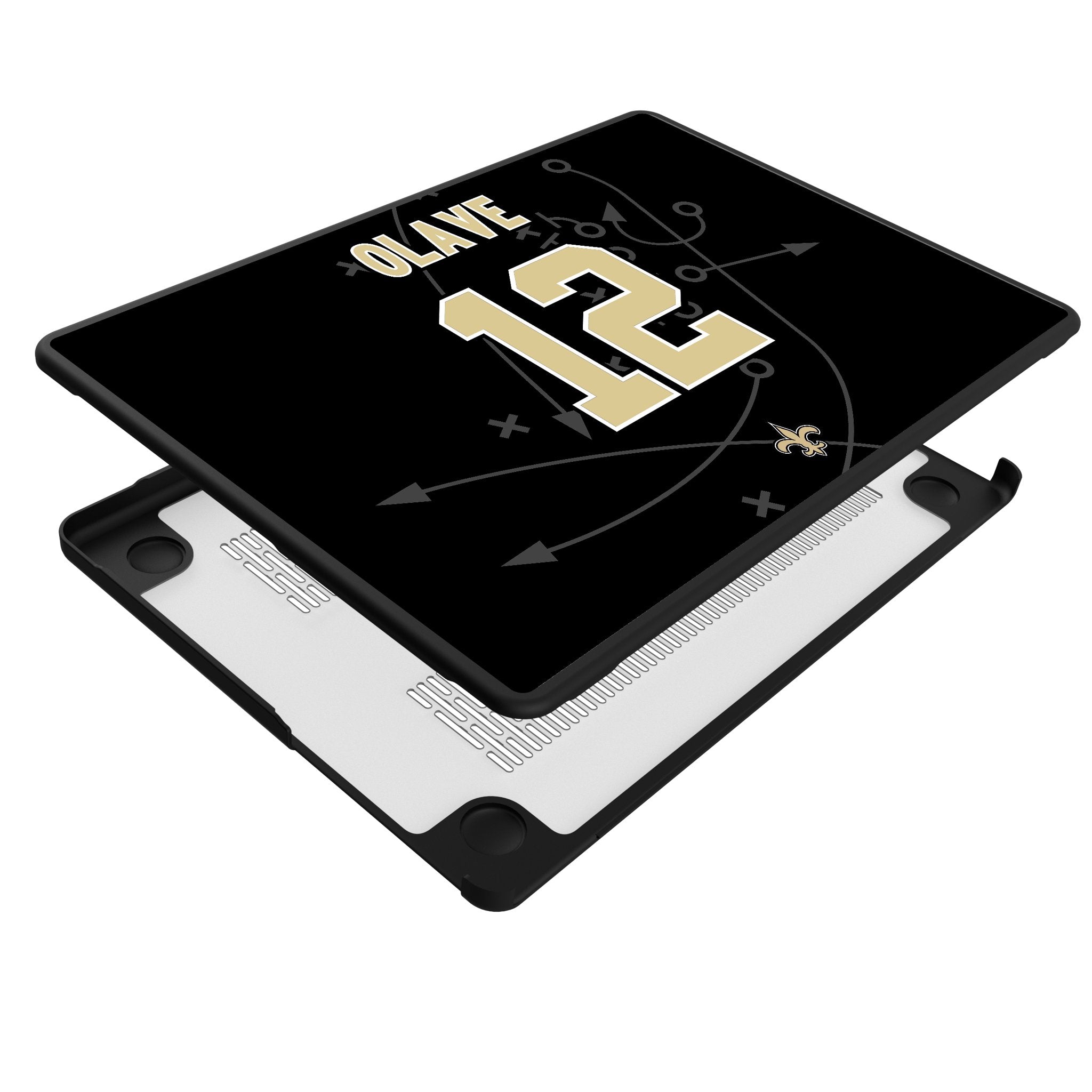 Chris Olave New Orleans Saints 12 Game Tactic Laptop Case for Apple MacBook - Sports Gifts, Sports Memorabilia, Sports Collectibles, Fan Shop