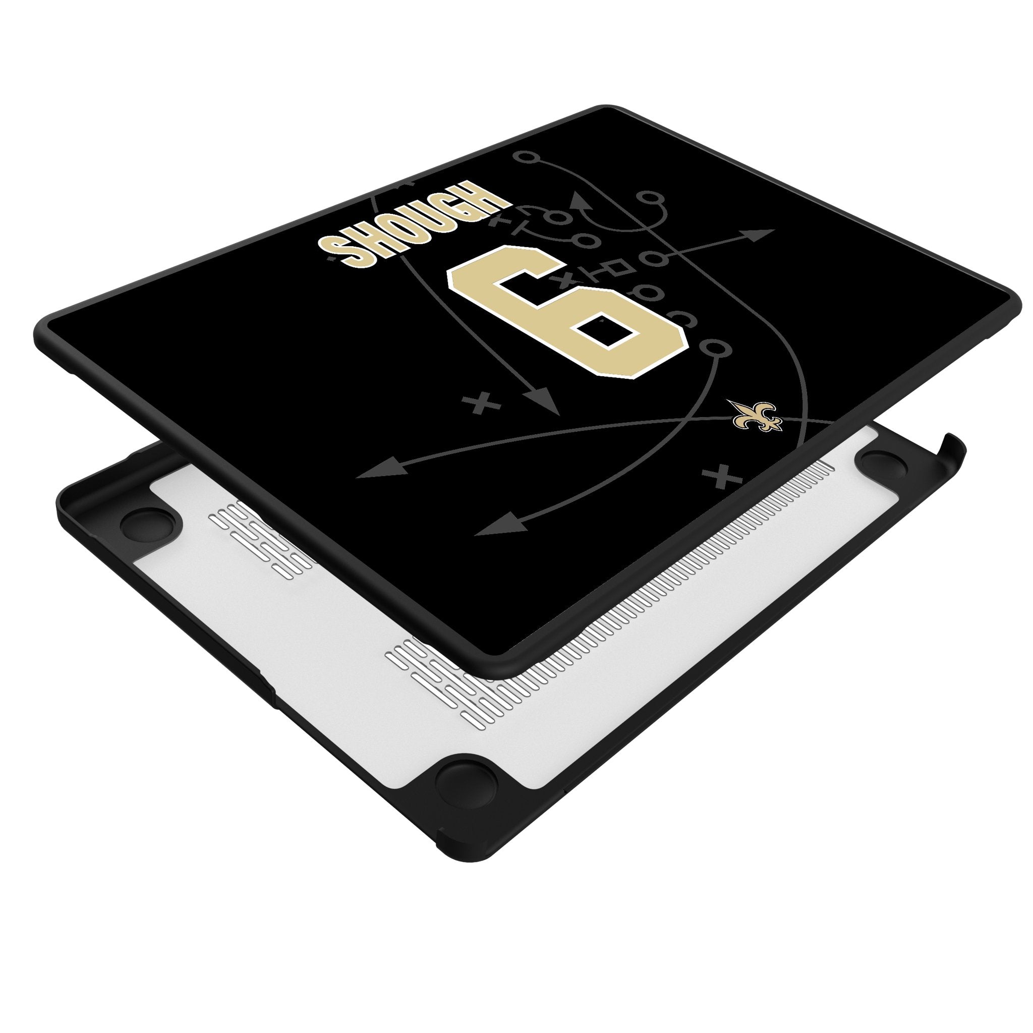 Tyler Shough New Orleans Saints 6 Game Tactic Laptop Case for Apple MacBook - Sports Gifts, Sports Memorabilia, Sports Collectibles, Fan Shop