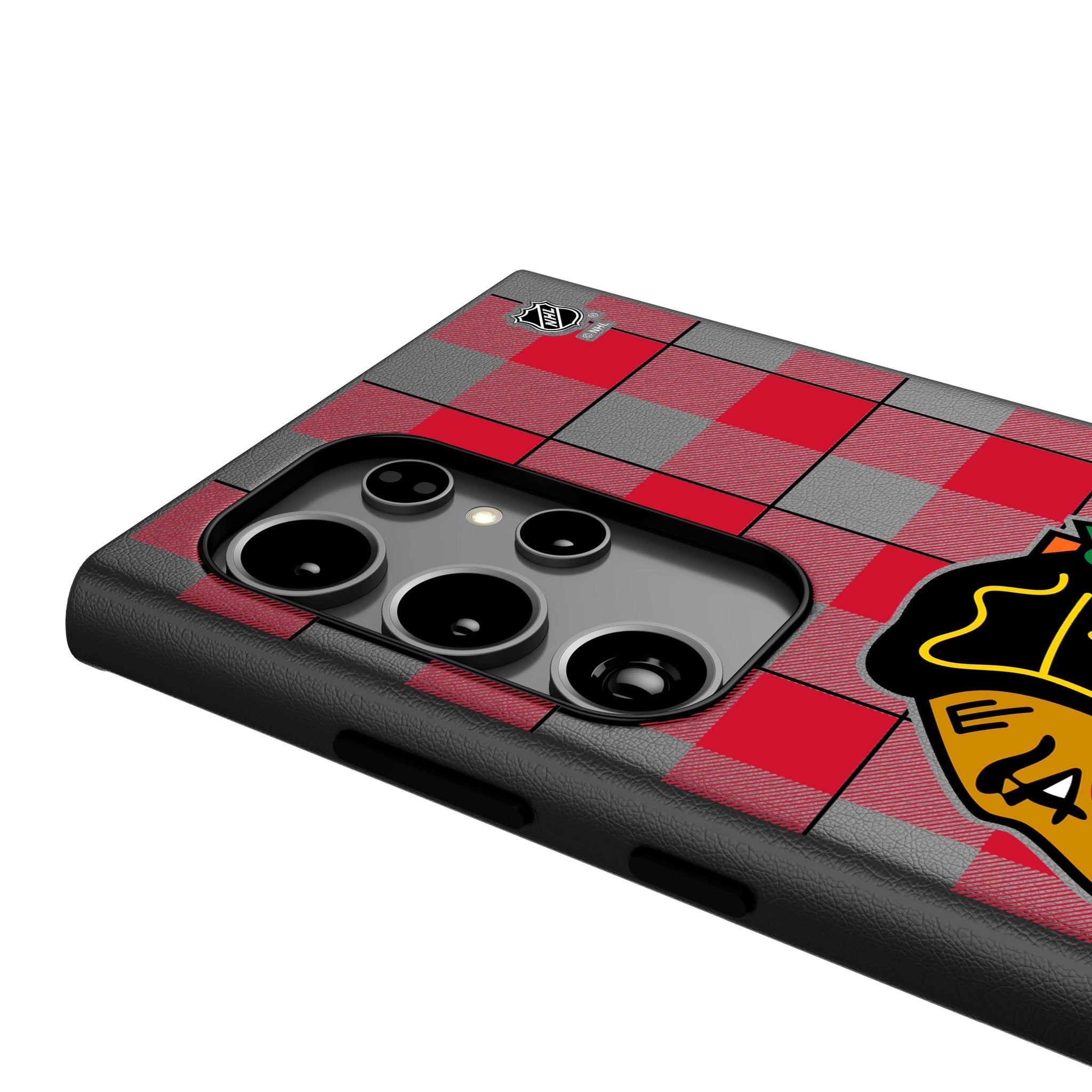 Chicago Blackhawks Plaid MagSafe Compatible Phone Case for Samsung Galaxy - Sports Gifts, Sports Memorabilia, Sports Collectibles, Fan Shop