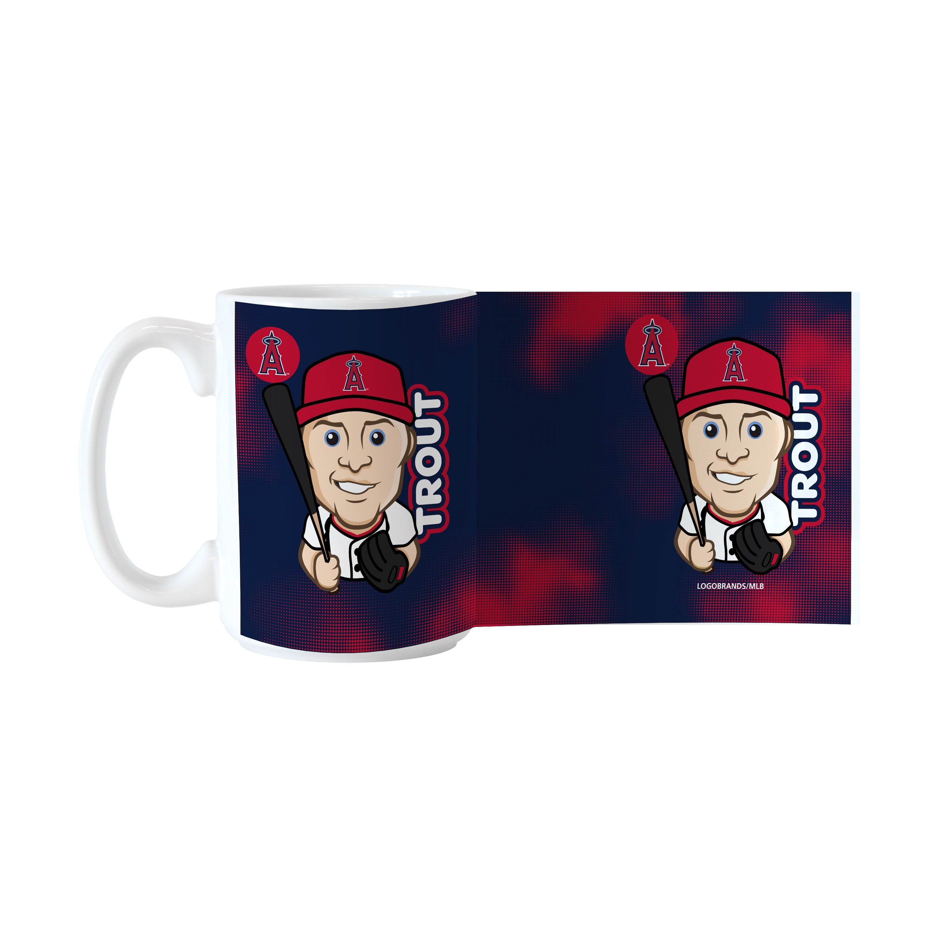 Los Angeles Angels Mike Trout Caricature 15oz Sublimated Mug - Sports Gifts, Sports Memorabilia, Sports Collectibles, Fan Shop