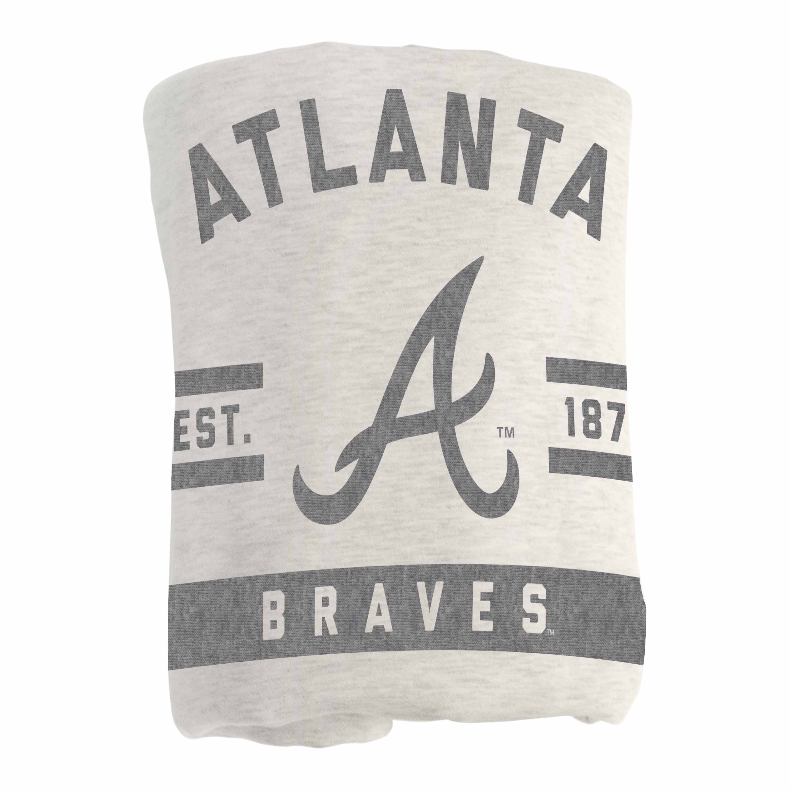 Atlanta Braves Oatmeal Sweatshirt Blanket - Sports Gifts, Sports Memorabilia, Sports Collectibles, Fan Shop