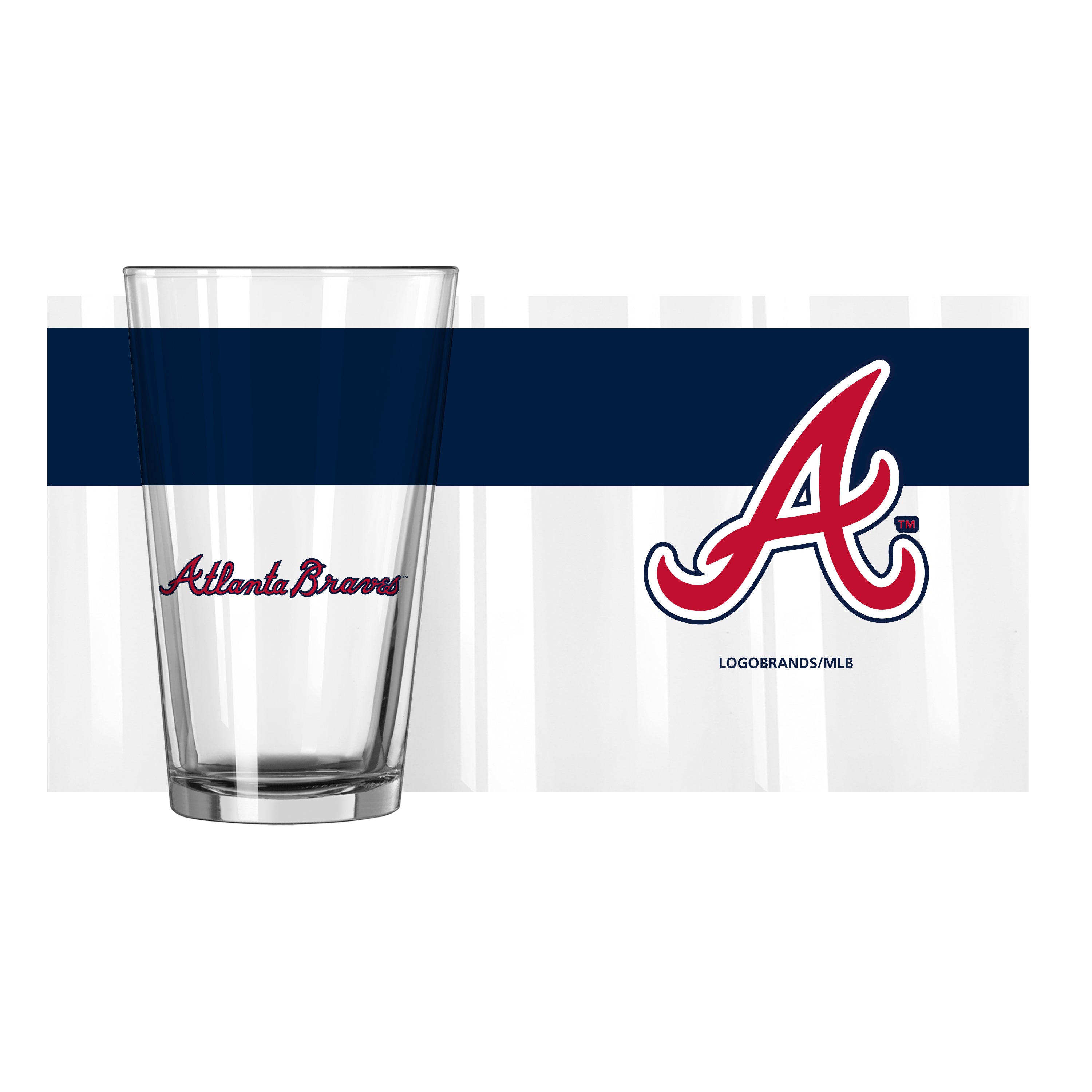 Atlanta Braves 16oz Colorblock Pint Glass - Sports Gifts, Sports Memorabilia, Sports Collectibles, Fan Shop