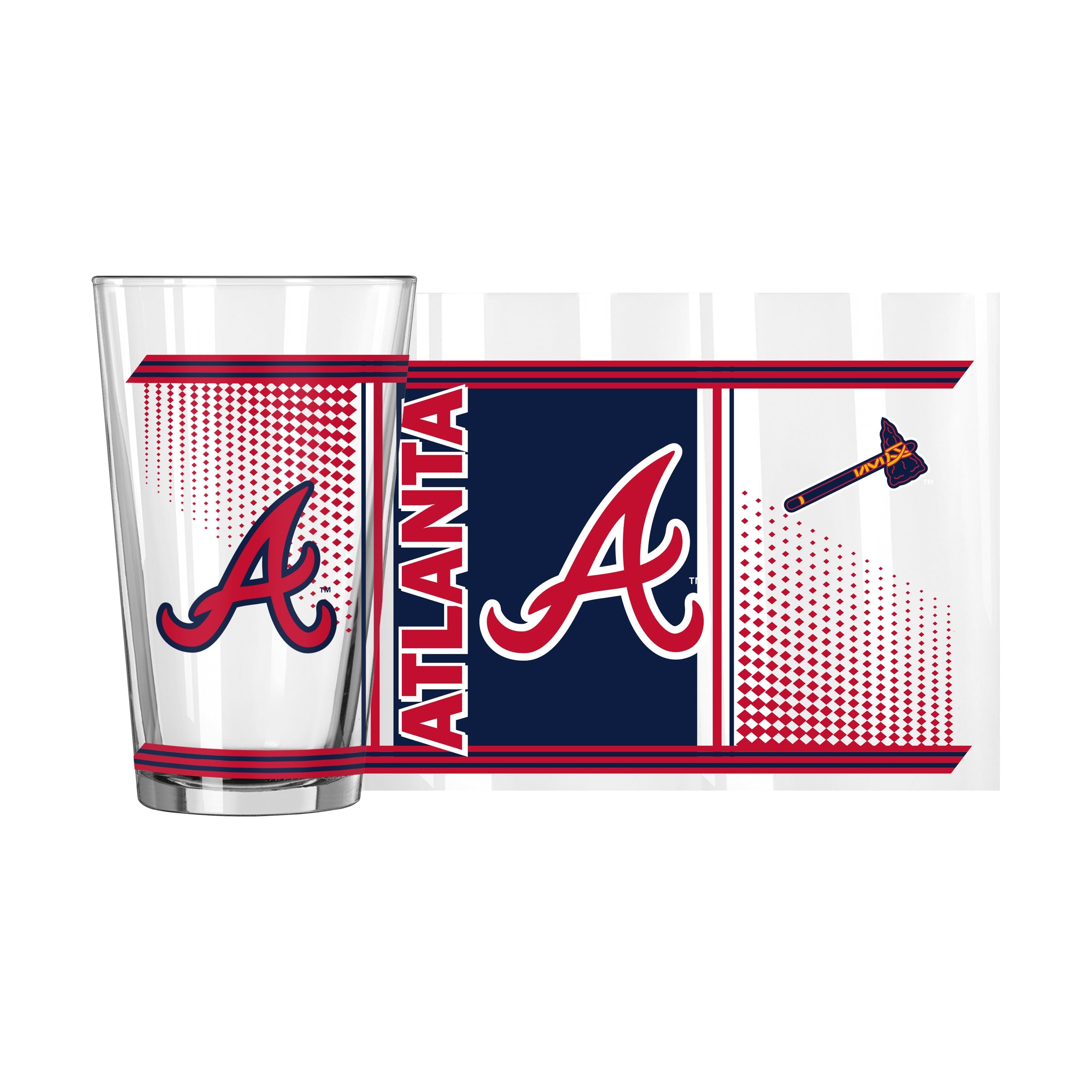 Atlanta Braves 16oz Hero Pint Glass - Sports Gifts, Sports Memorabilia, Sports Collectibles, Fan Shop