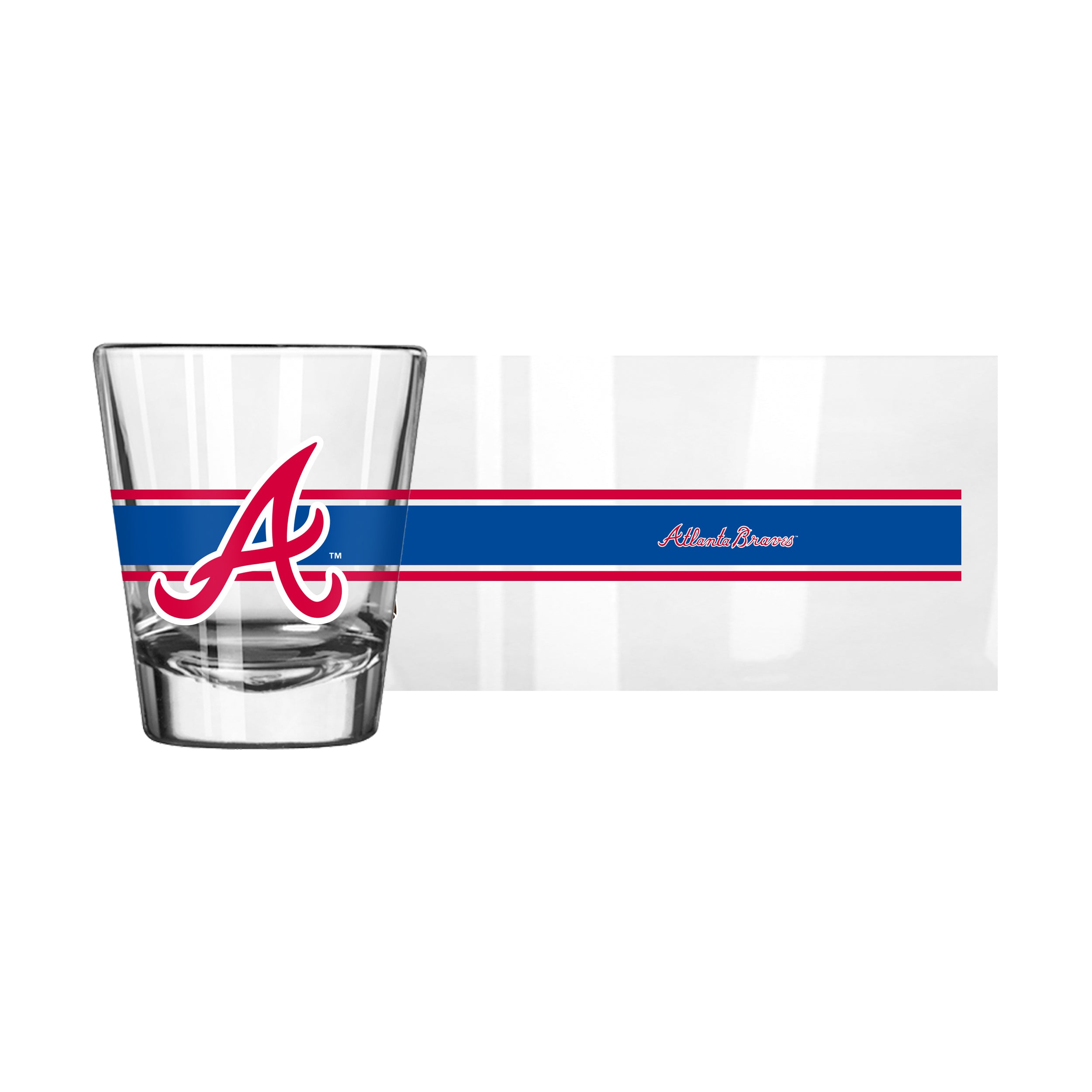Atlanta Braves 2oz Stripe Shot Glass - Sports Gifts, Sports Memorabilia, Sports Collectibles, Fan Shop