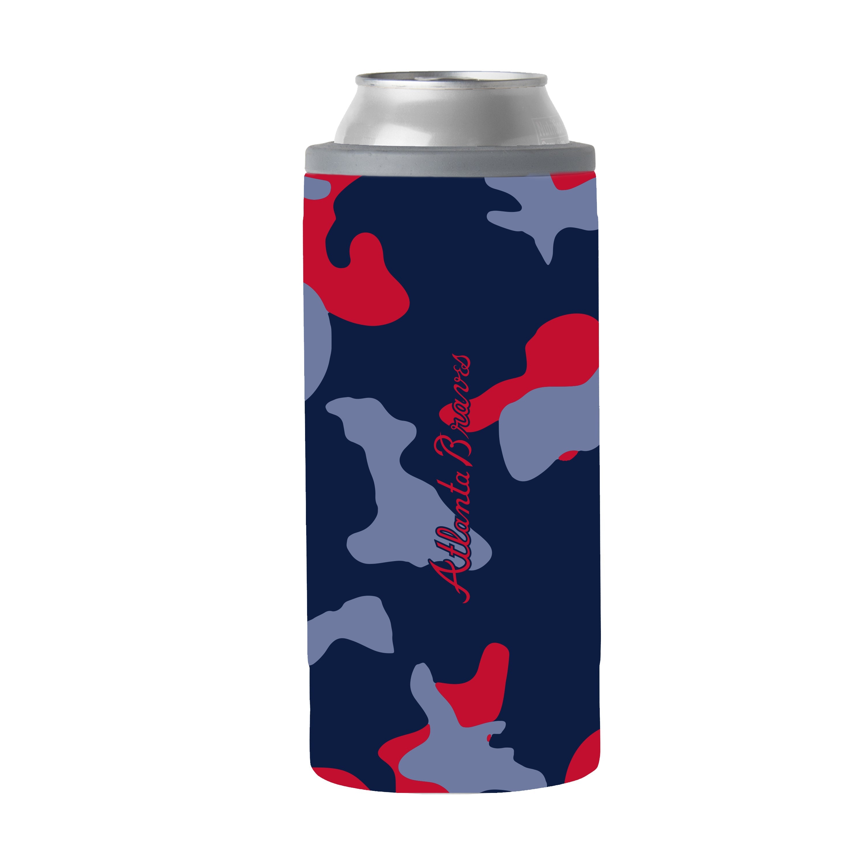 Atlanta Braves 12oz Camo Slim Can Coolie - Sports Gifts, Sports Memorabilia, Sports Collectibles, Fan Shop