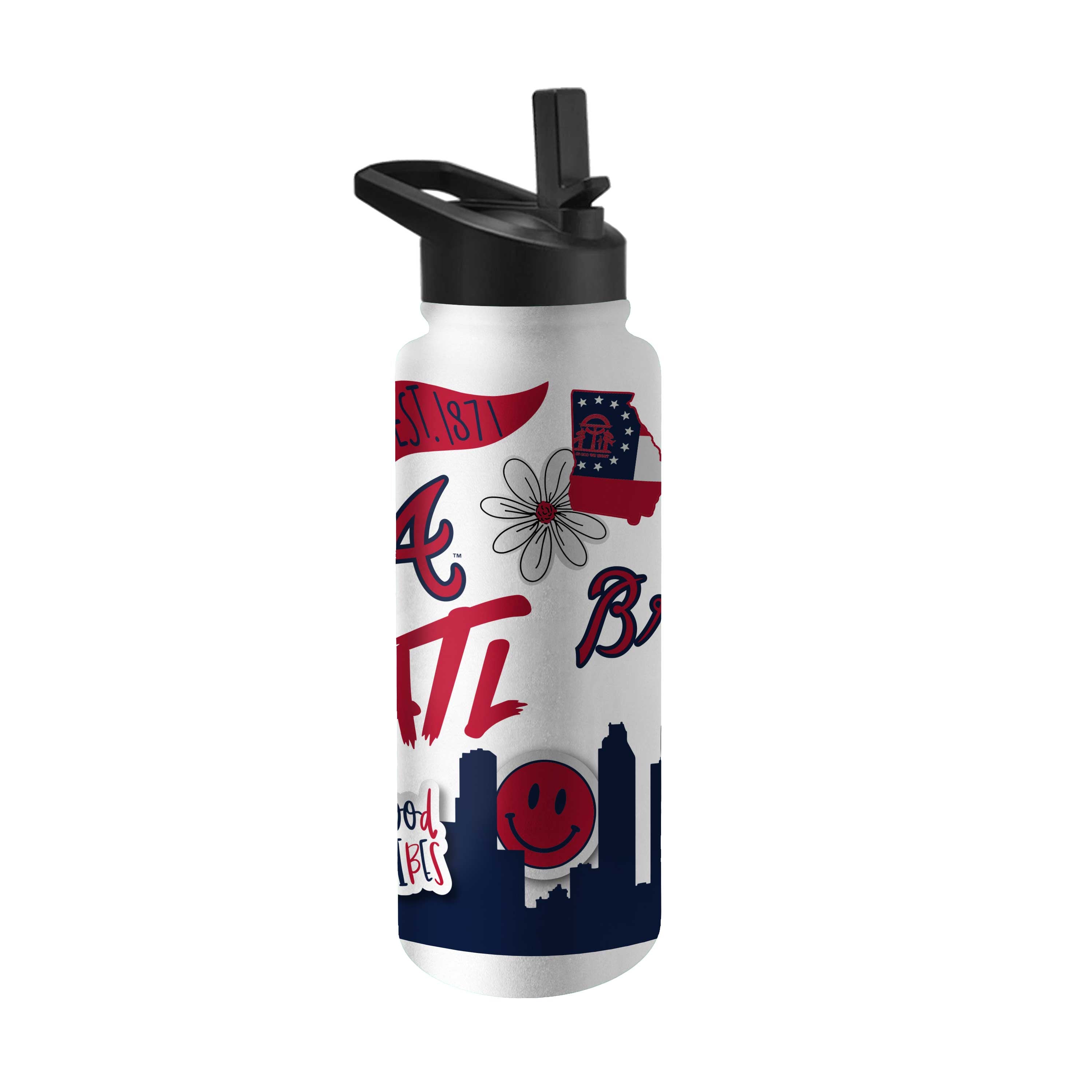 Atlanta Braves 34oz Native Quencher Bottle - Sports Gifts, Sports Memorabilia, Sports Collectibles, Fan Shop