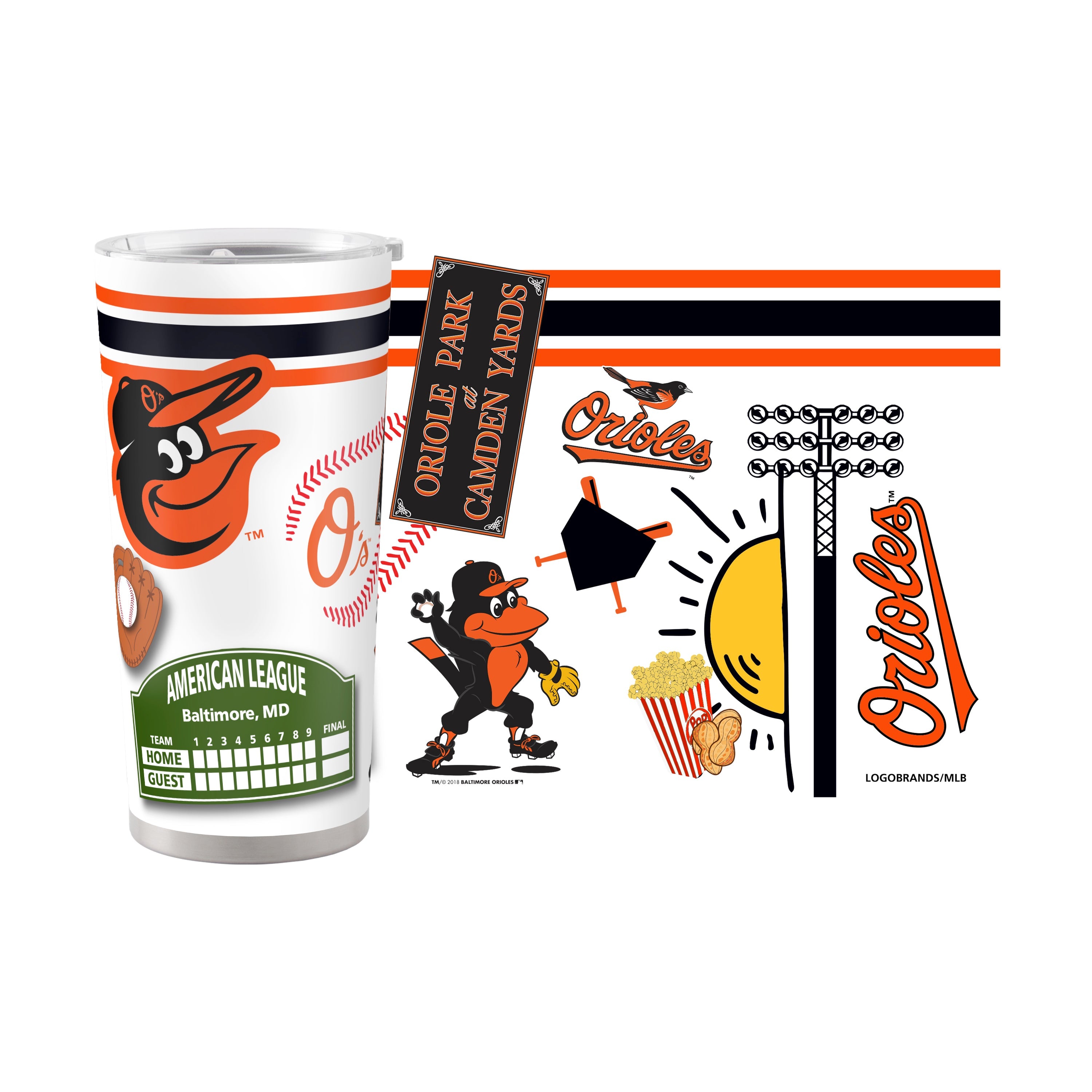 Baltimore Orioles 20oz Native Stainless Steel Tumbler - Sports Gifts, Sports Memorabilia, Sports Collectibles, Fan Shop