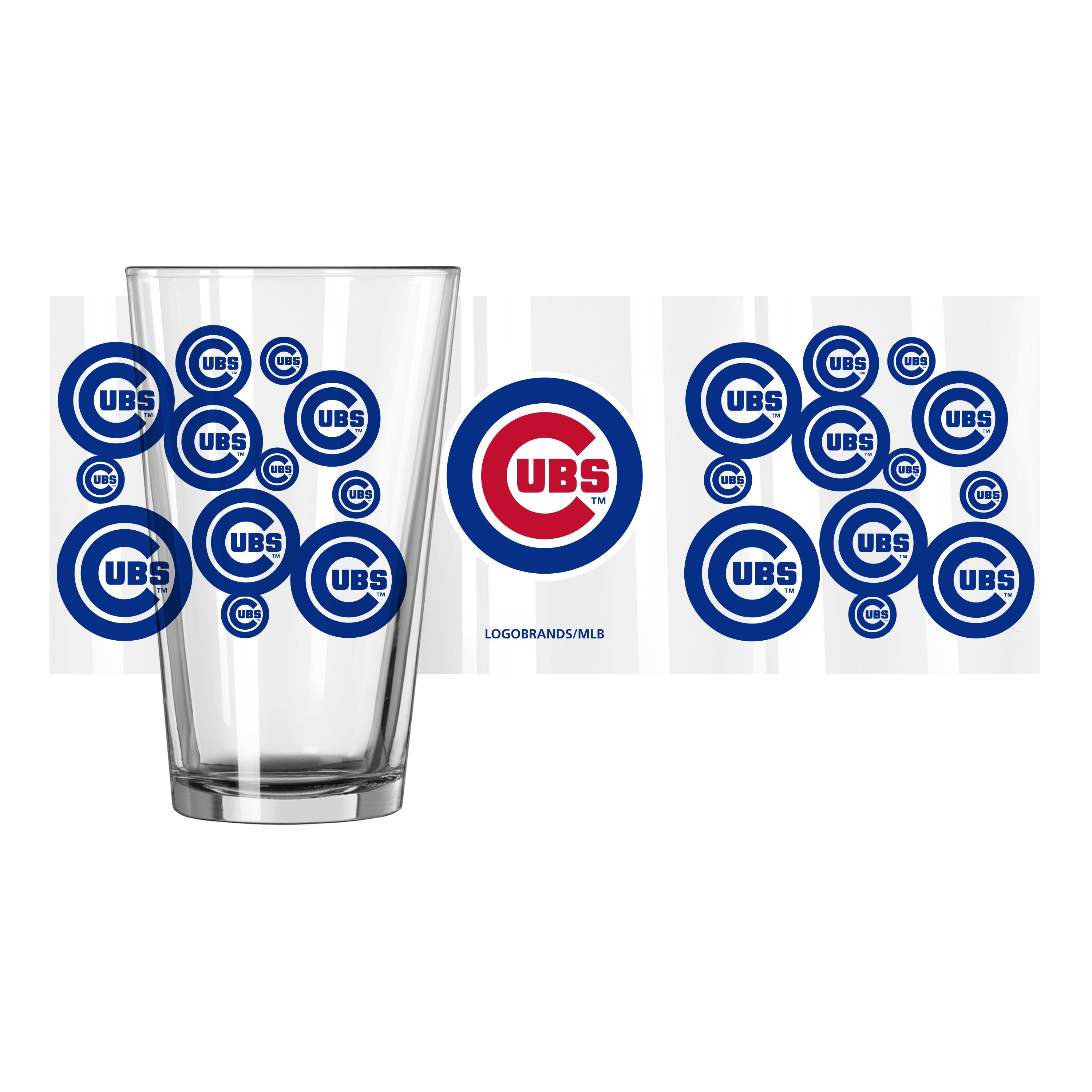 Chicago Cubs 16oz Scatter Pint Glass - Sports Gifts, Sports Memorabilia, Sports Collectibles, Fan Shop