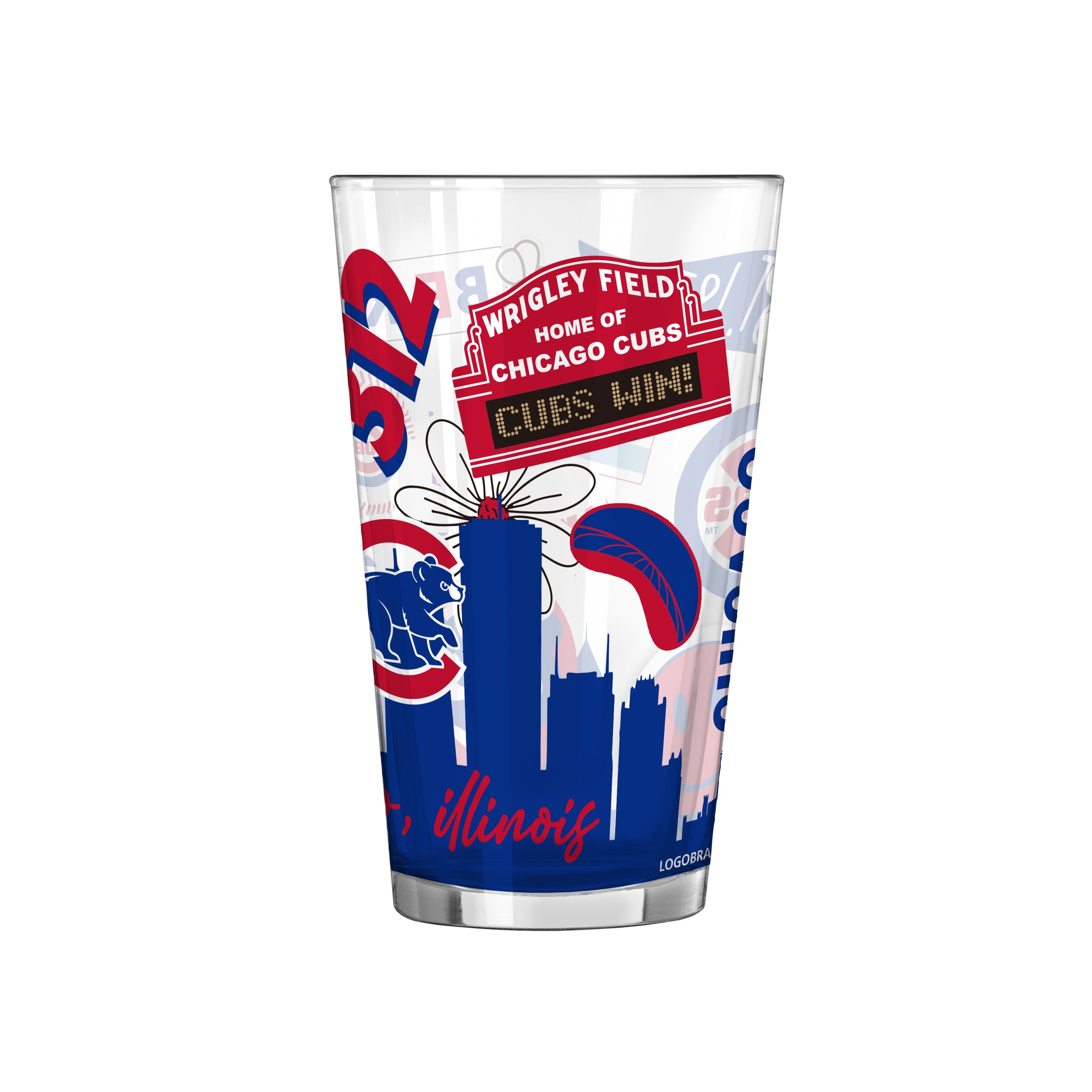 Chicago Cubs 16oz Native Pint Glass - Sports Gifts, Sports Memorabilia, Sports Collectibles, Fan Shop