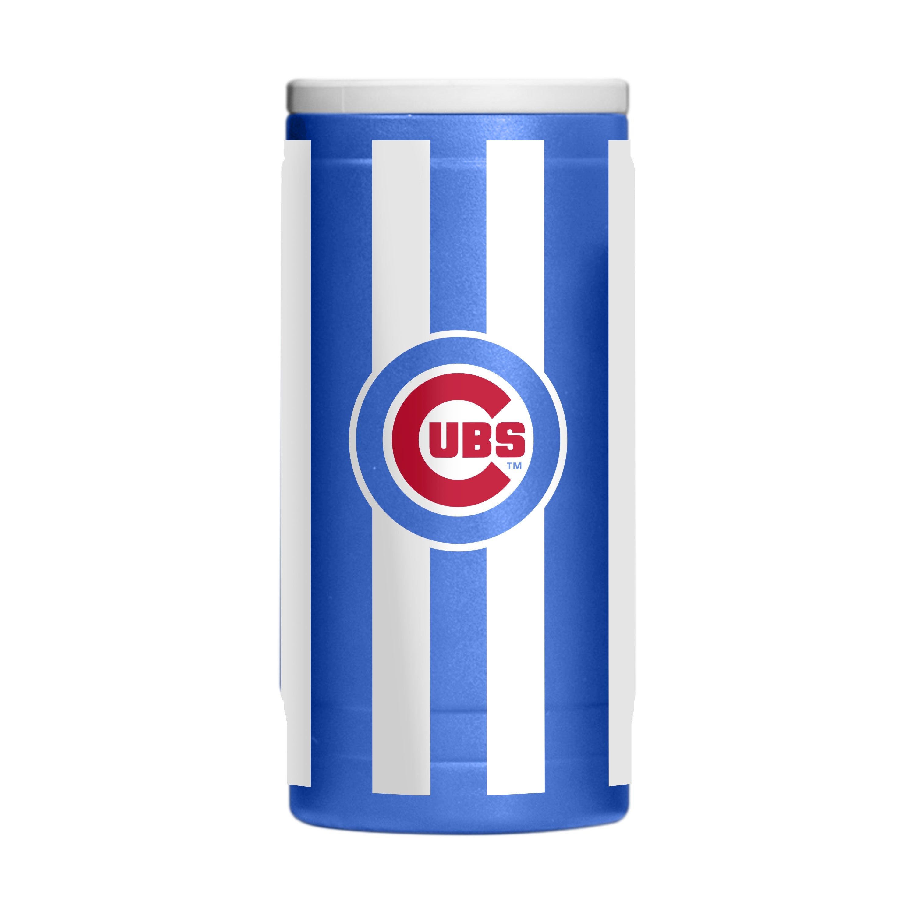 Chicago Cubs 12oz Striped Powdercoat SlimCan Coolie - Sports Gifts, Sports Memorabilia, Sports Collectibles, Fan Shop