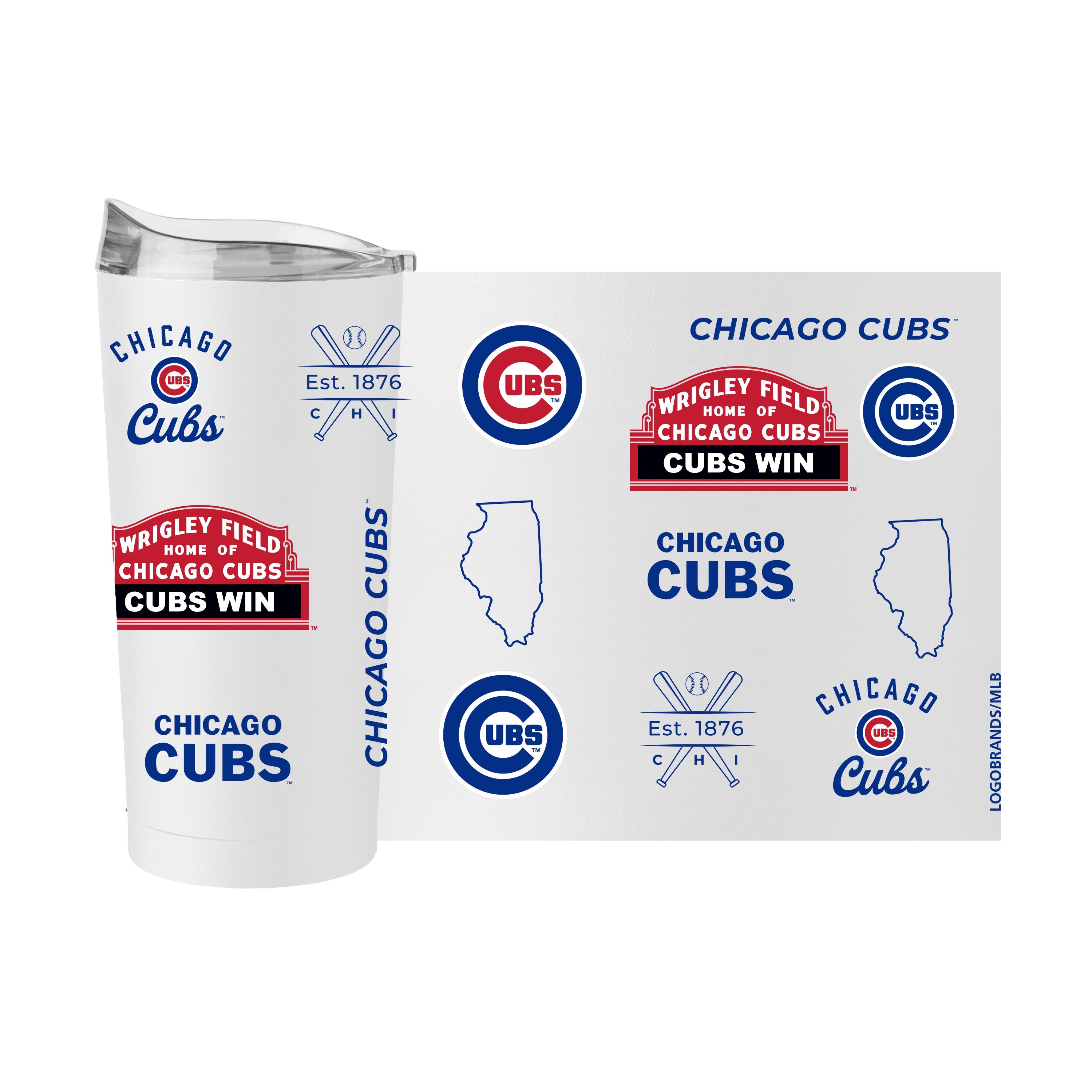 Chicago Cubs 20oz Heritage Threds Powder Coat Tumbler - Sports Gifts, Sports Memorabilia, Sports Collectibles, Fan Shop