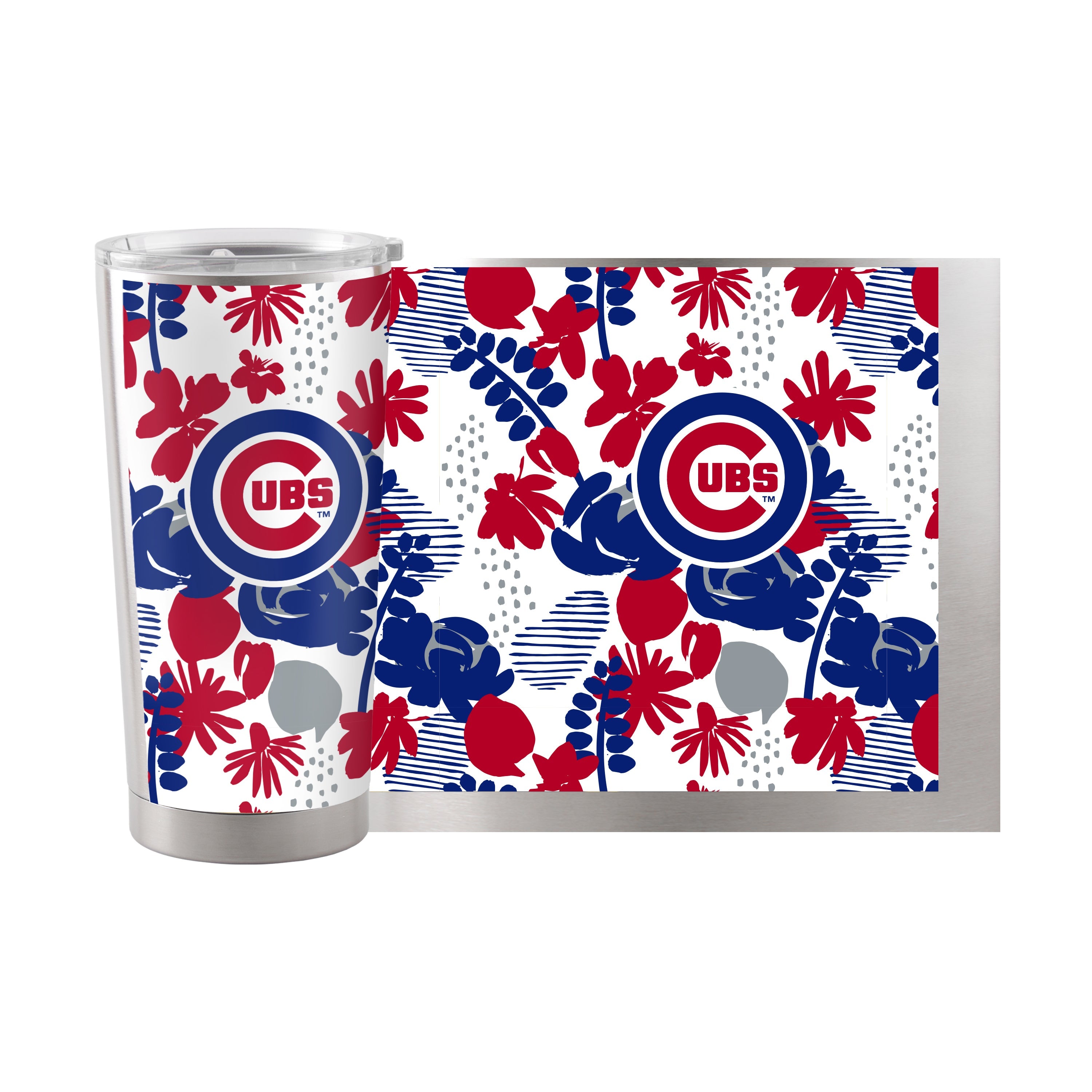 Chicago Cubs 20oz Floral Stainless Steel Tumbler - Sports Gifts, Sports Memorabilia, Sports Collectibles, Fan Shop