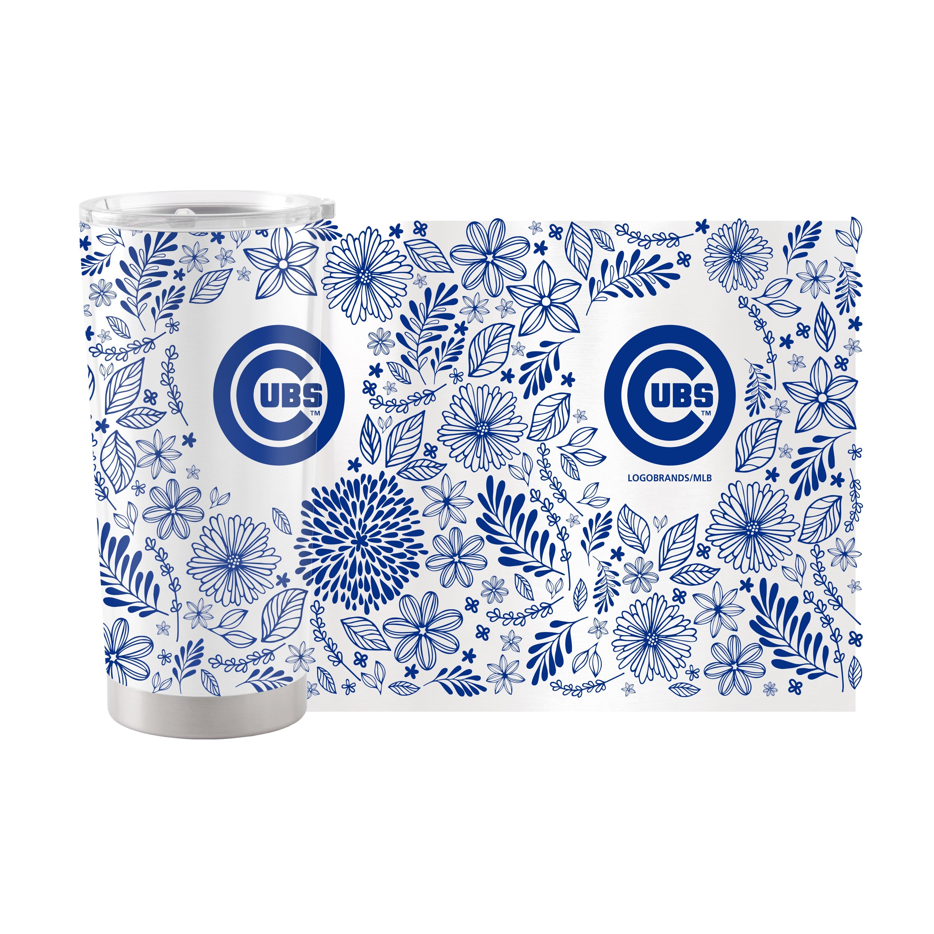 Chicago Cubs 20oz Botanical Stainless Steel Tumbler - Sports Gifts, Sports Memorabilia, Sports Collectibles, Fan Shop