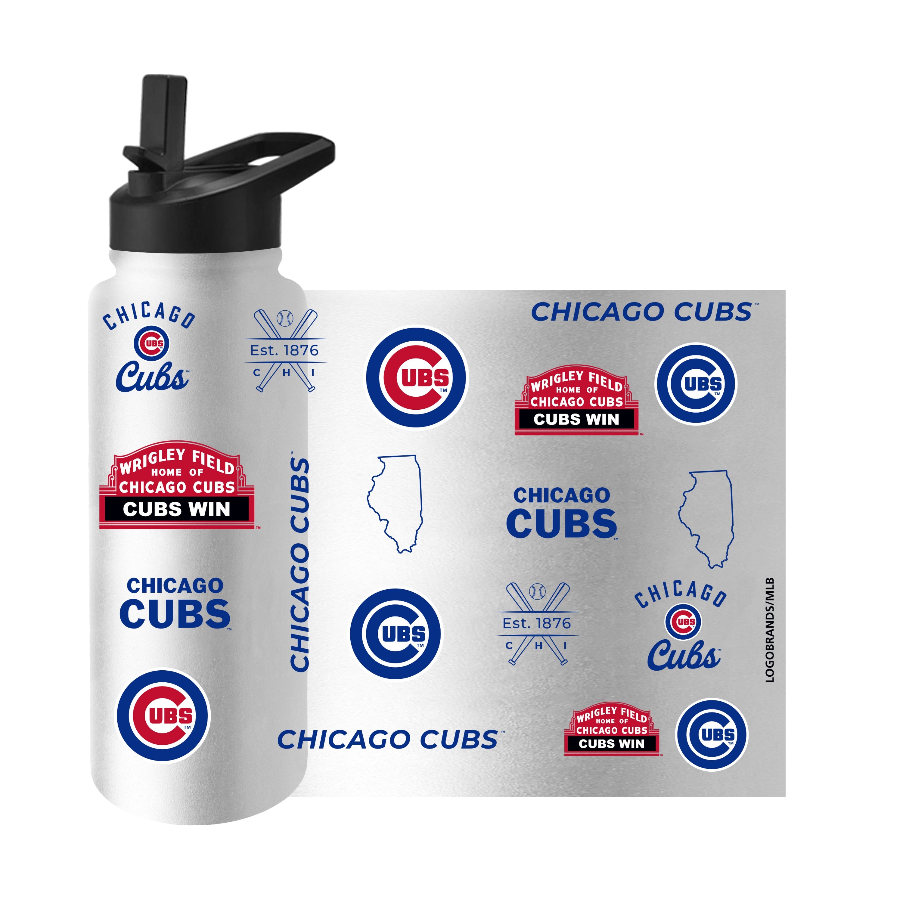 Chicago Cubs 34oz Heritage Threds Quencher Bottle - Sports Gifts, Sports Memorabilia, Sports Collectibles, Fan Shop