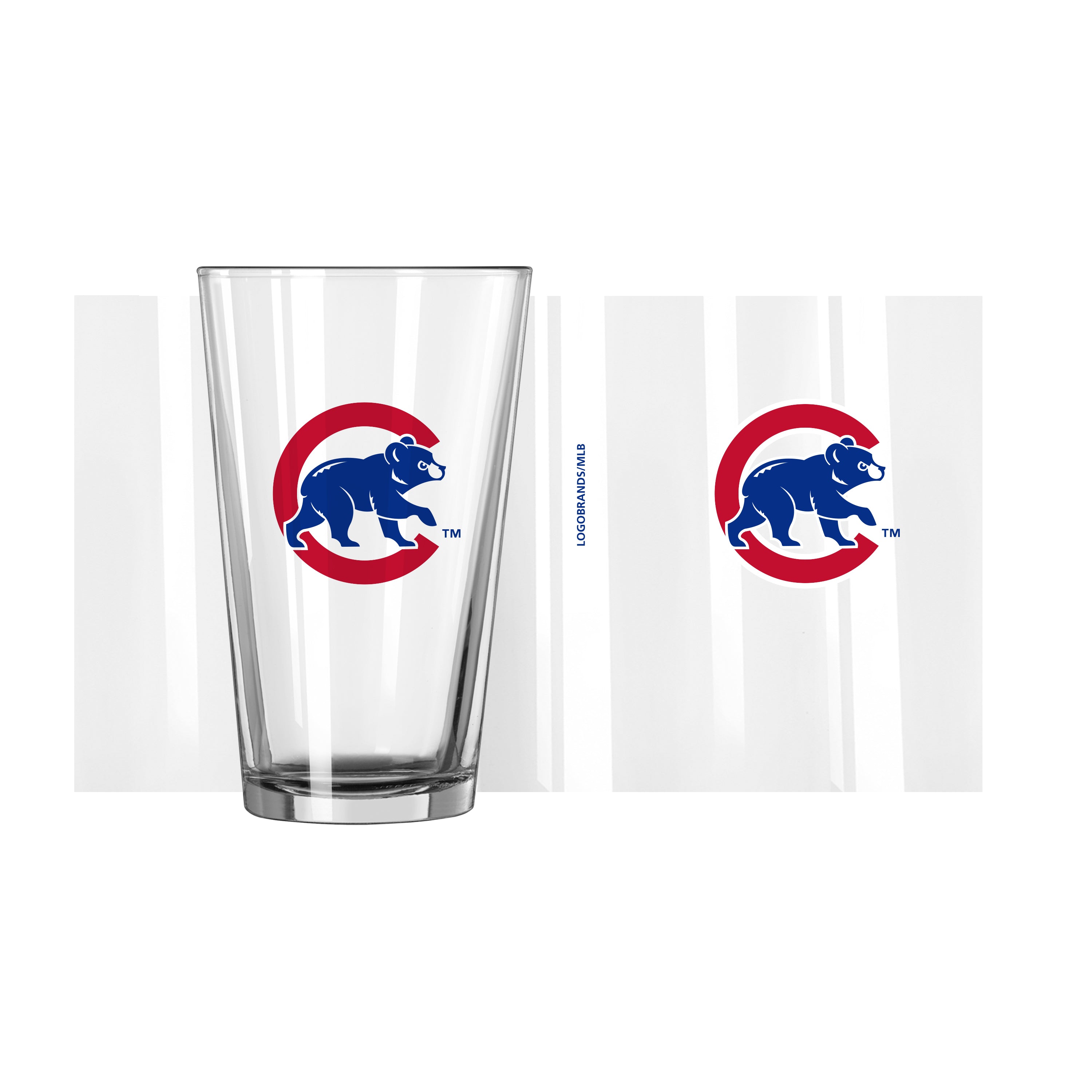 Chicago Cubs Walking Bear 16oz Pint Glass - Sports Gifts, Sports Memorabilia, Sports Collectibles, Fan Shop