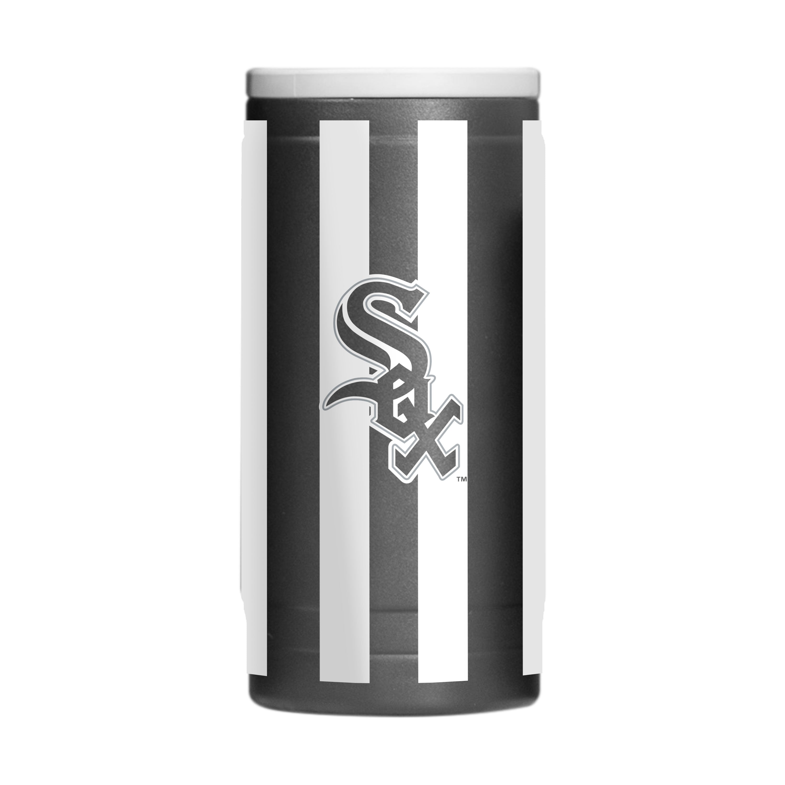 Chicago White Sox 12oz Striped Powdercoat SlimCan Coolie - Sports Gifts, Sports Memorabilia, Sports Collectibles, Fan Shop