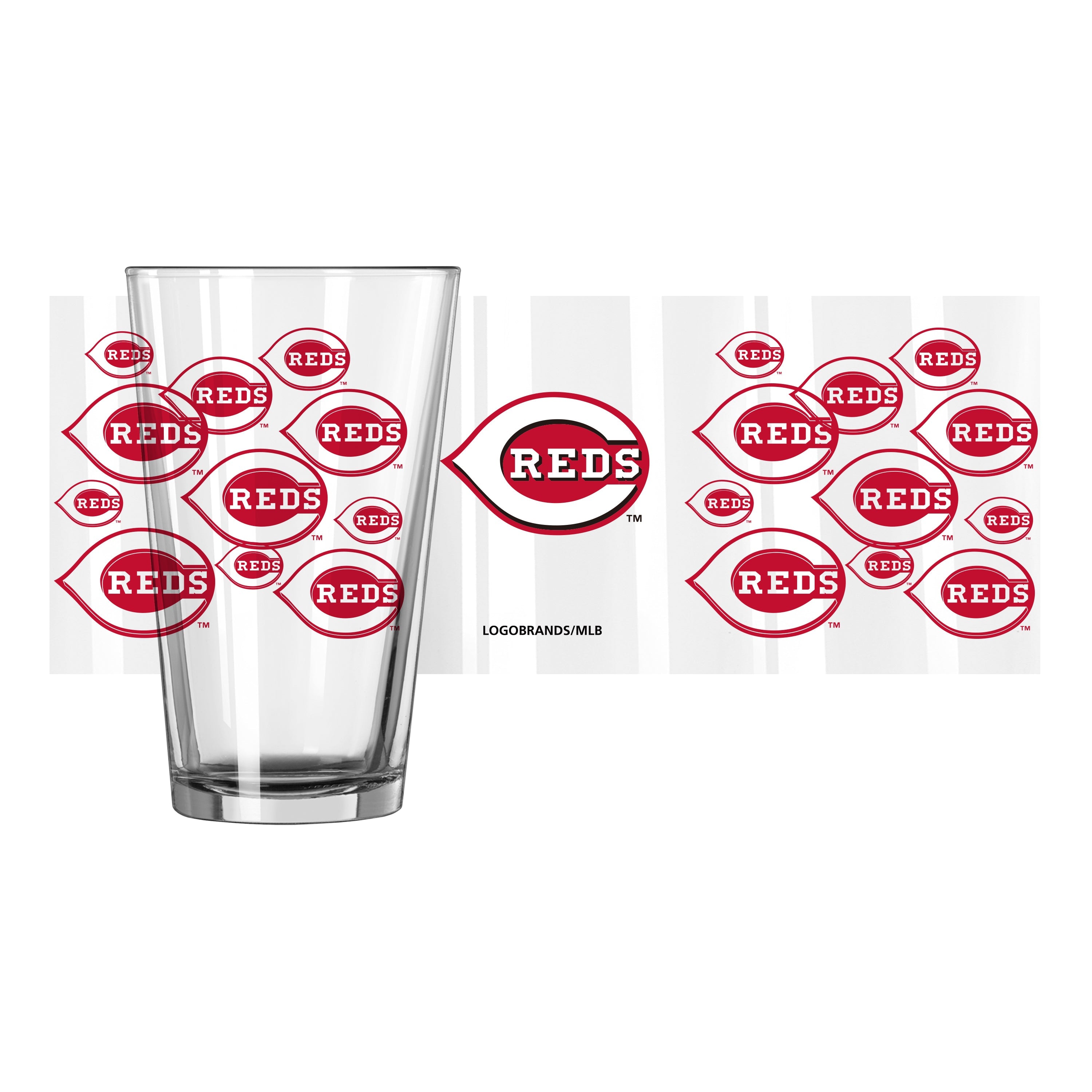 Cincinnati Reds 16oz Scatter Pint Glass - Sports Gifts, Sports Memorabilia, Sports Collectibles, Fan Shop