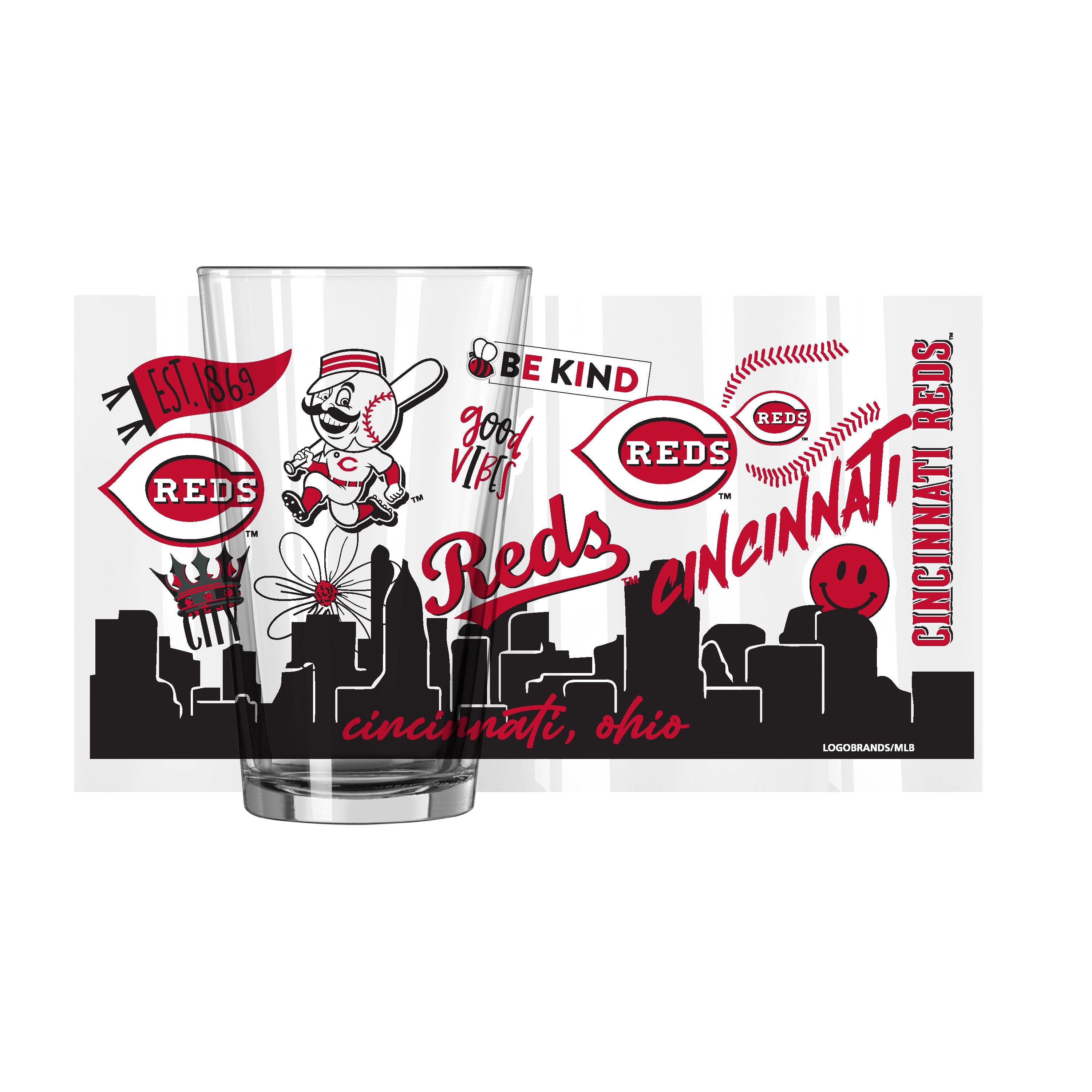 Cincinnati Reds 16oz Native Pint Glass - Sports Gifts, Sports Memorabilia, Sports Collectibles, Fan Shop