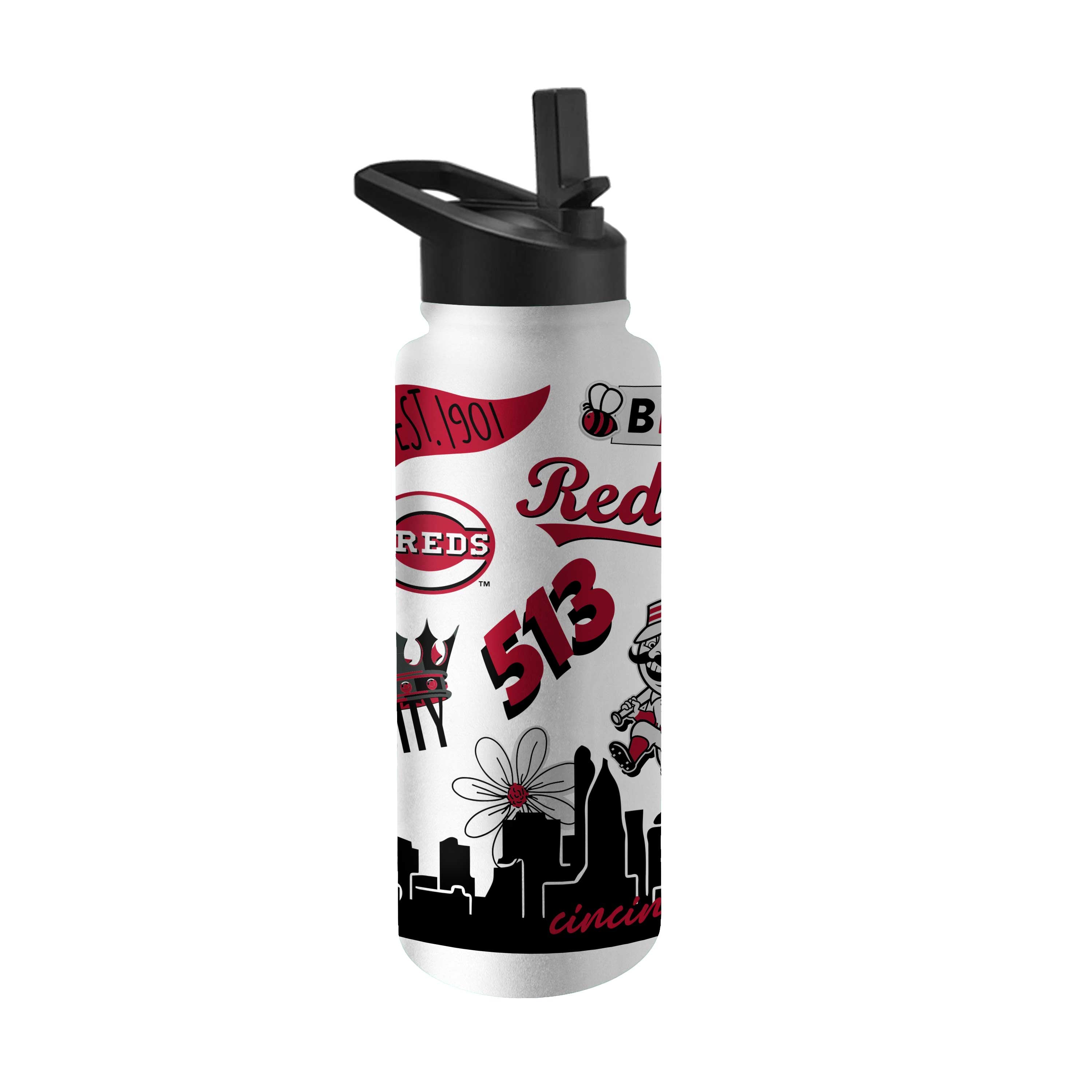 Cincinnati Reds 34oz Native Quencher Bottle - Sports Gifts, Sports Memorabilia, Sports Collectibles, Fan Shop