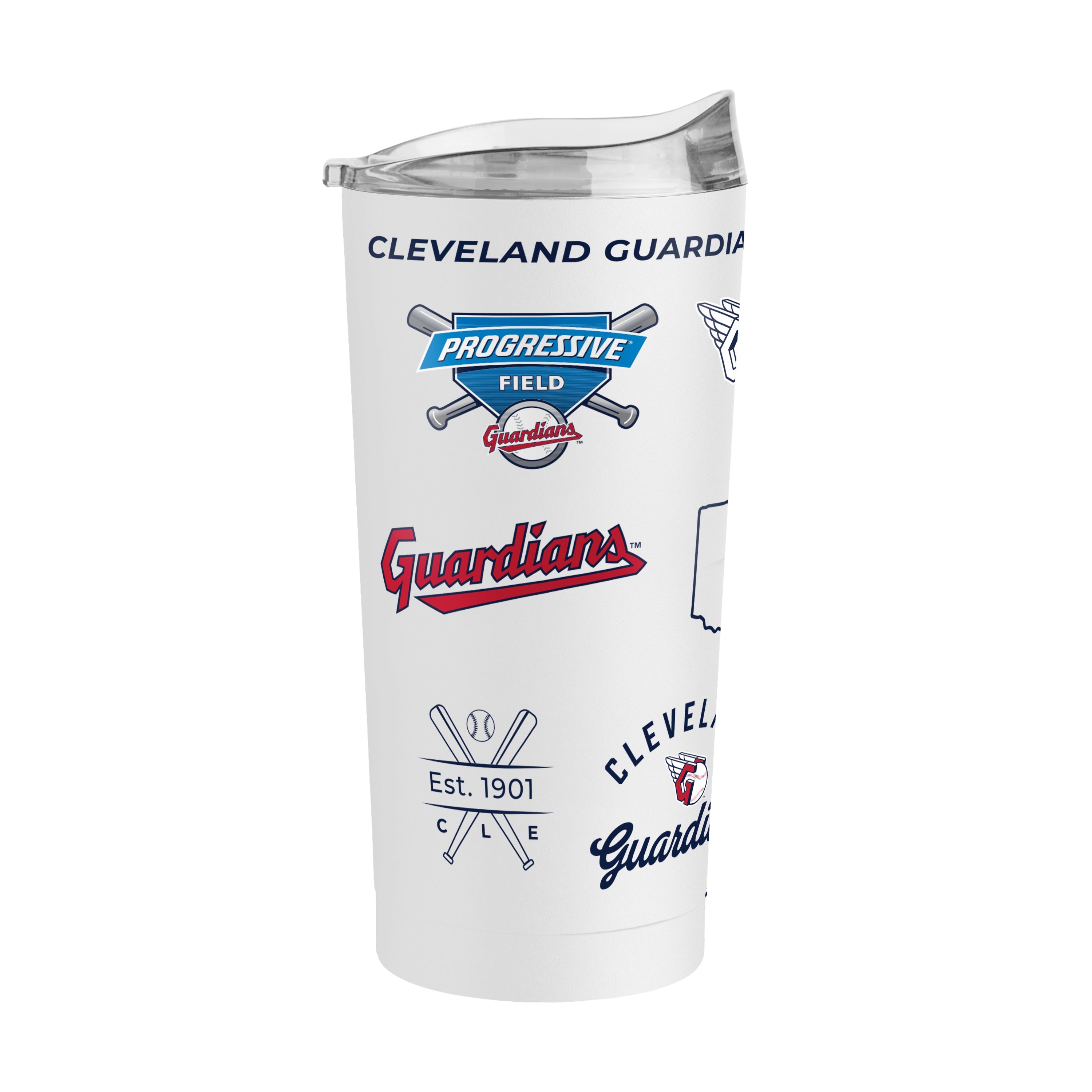 Cleveland Guardians 20oz Heritage Threds Powder Coat Tumbler - Sports Gifts, Sports Memorabilia, Sports Collectibles, Fan Shop