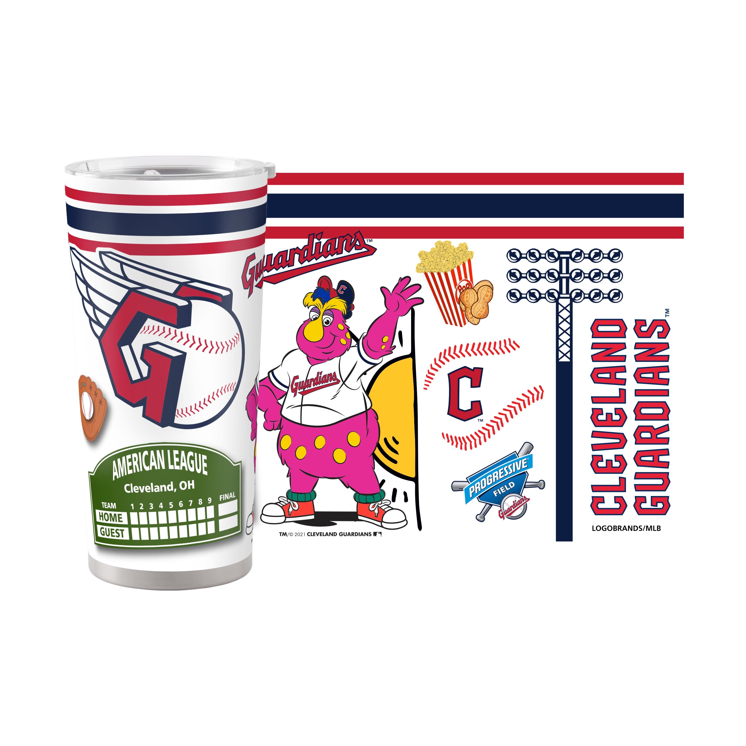 Cleveland Guardians 20oz Native Stainless Steel Tumbler - Sports Gifts, Sports Memorabilia, Sports Collectibles, Fan Shop