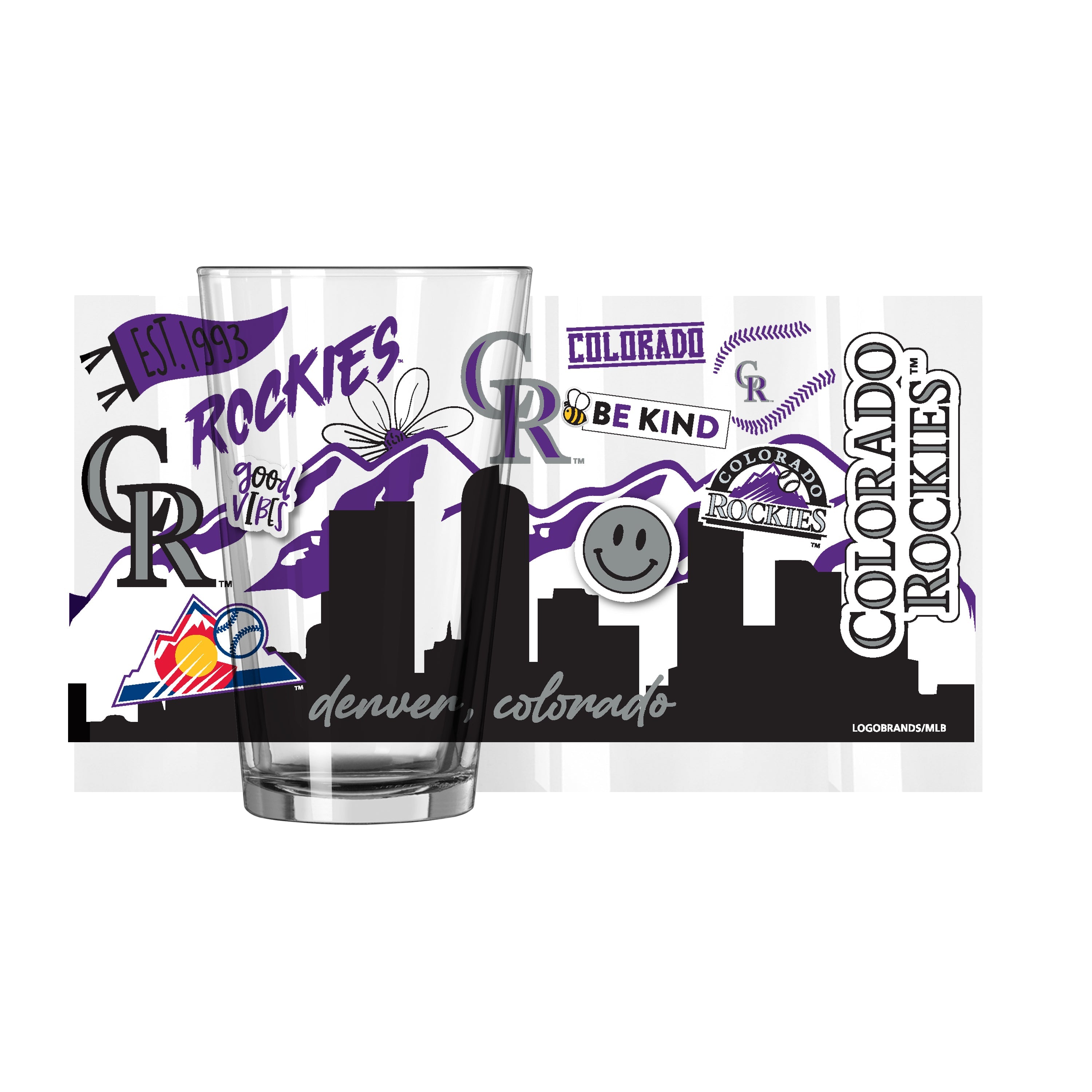 Colorado Rockies 16oz Native Pint Glass - Sports Gifts, Sports Memorabilia, Sports Collectibles, Fan Shop