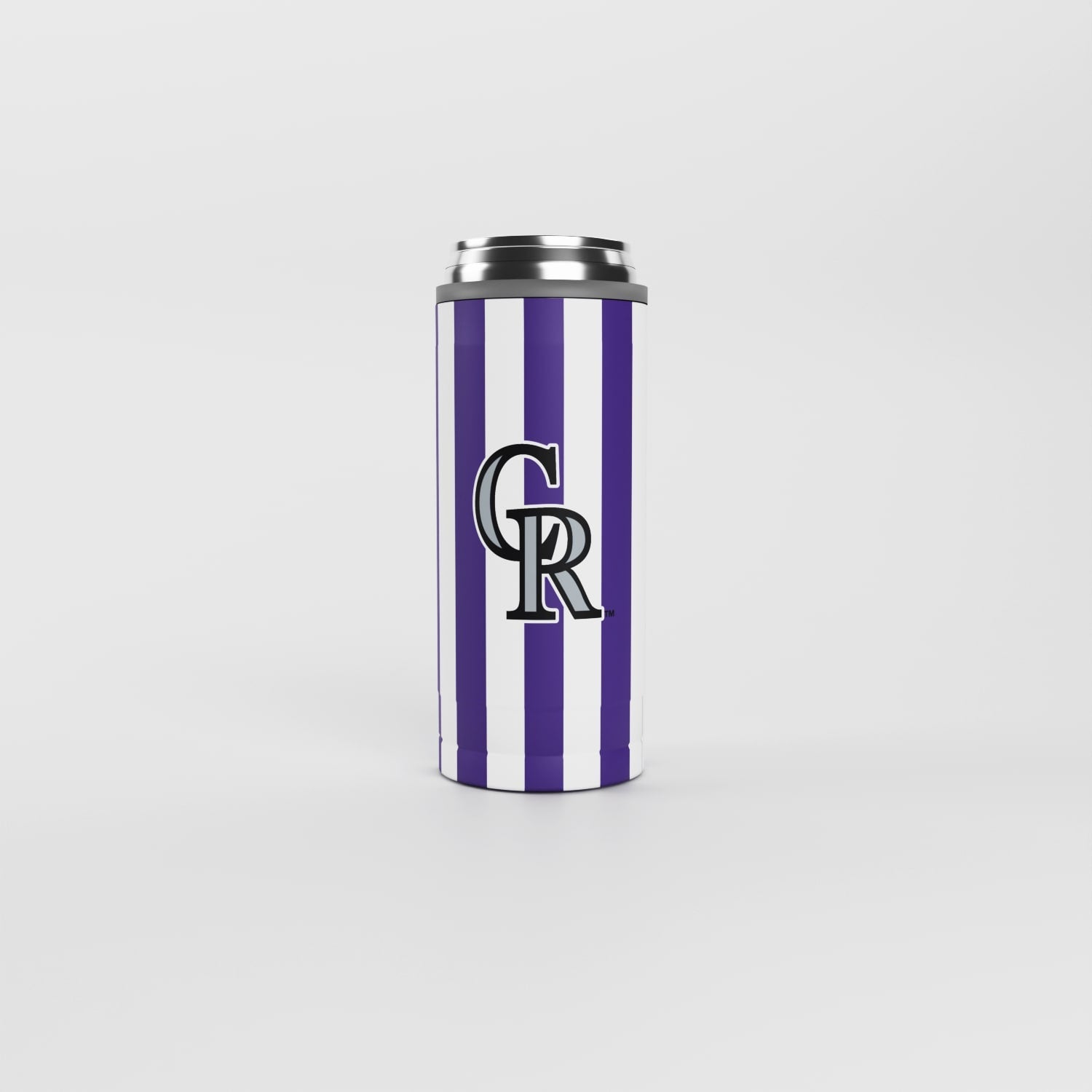 Colorado Rockies 12oz Striped Powdercoat SlimCan Coolie