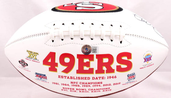 Joe Montana Autographed 49ers Logo Football - Beckett Hologram Black - Sports Collectibles, Sports Memorabilia, Sports Fan Shop, Sports Gifts