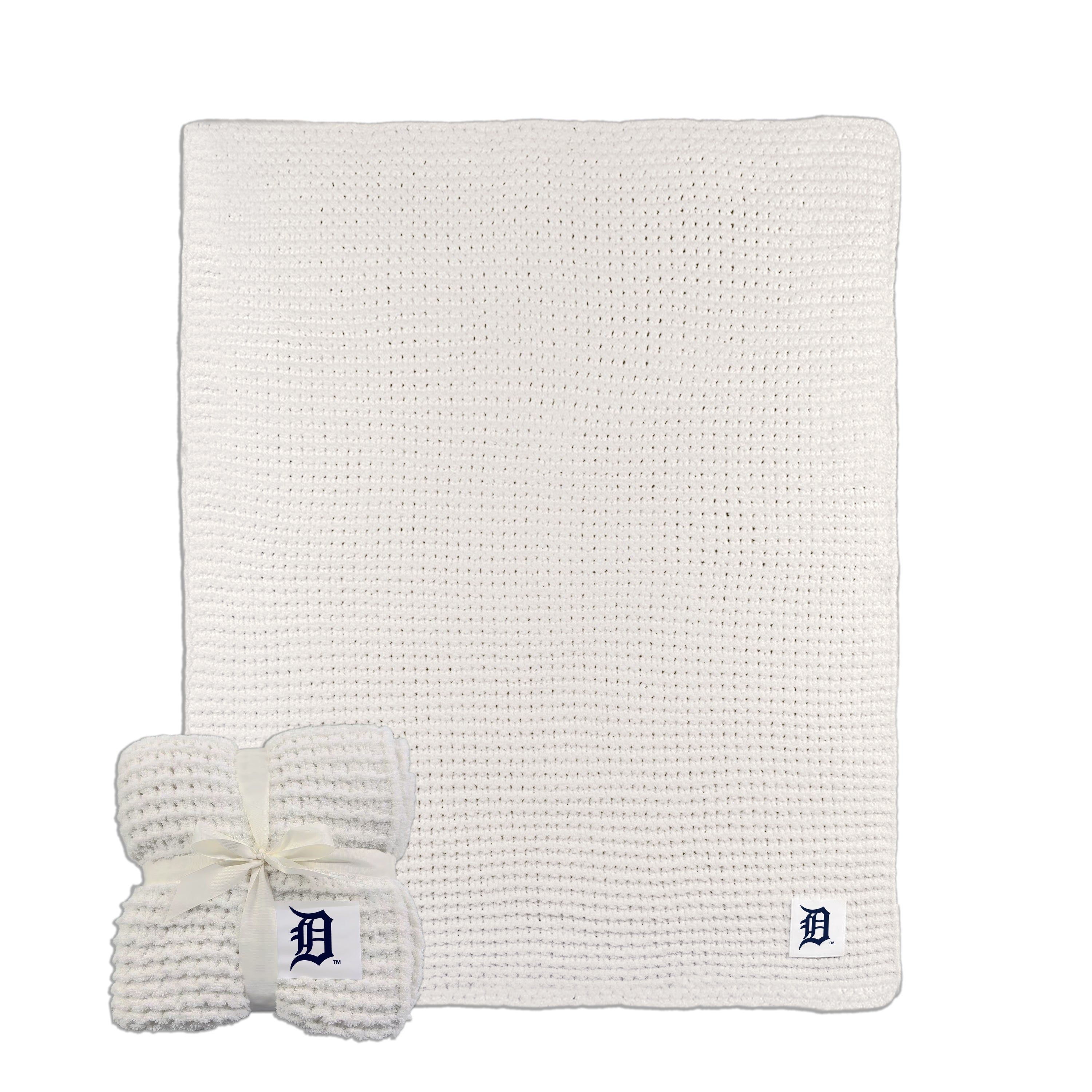 Detroit Tigers Ivory Cable Knit Throw 50x60