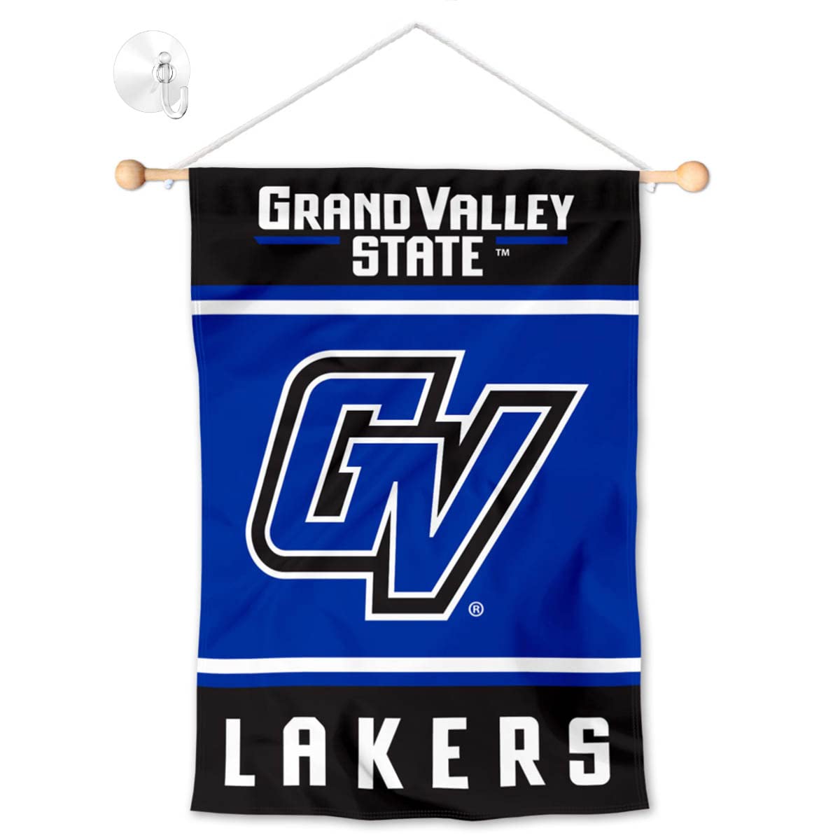 College Flags & Banners Co. Grand Valley State Lakers Window Wall Banner Hanging Flag with Suction Cup - Sports Collectibles, Sports Memorabilia, Sports Fan Shop, Sports Gifts