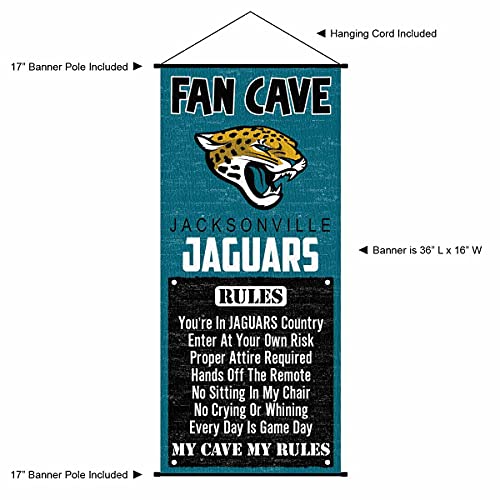 WinCraft Jacksonville Jaguars Man Cave Fan Banner Wall Door Scroll - Sports Collectibles, Sports Memorabilia, Sports Fan Shop, Sports Gifts