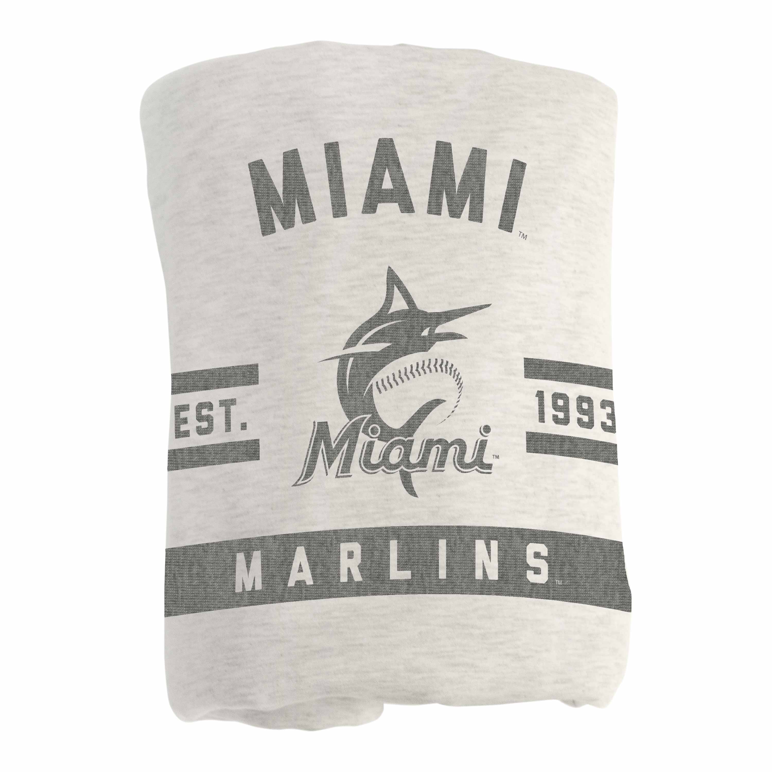 Miami Marlins Oatmeal Sweatshirt Blanket - Sports Gifts, Sports Memorabilia, Sports Collectibles, Fan Shop