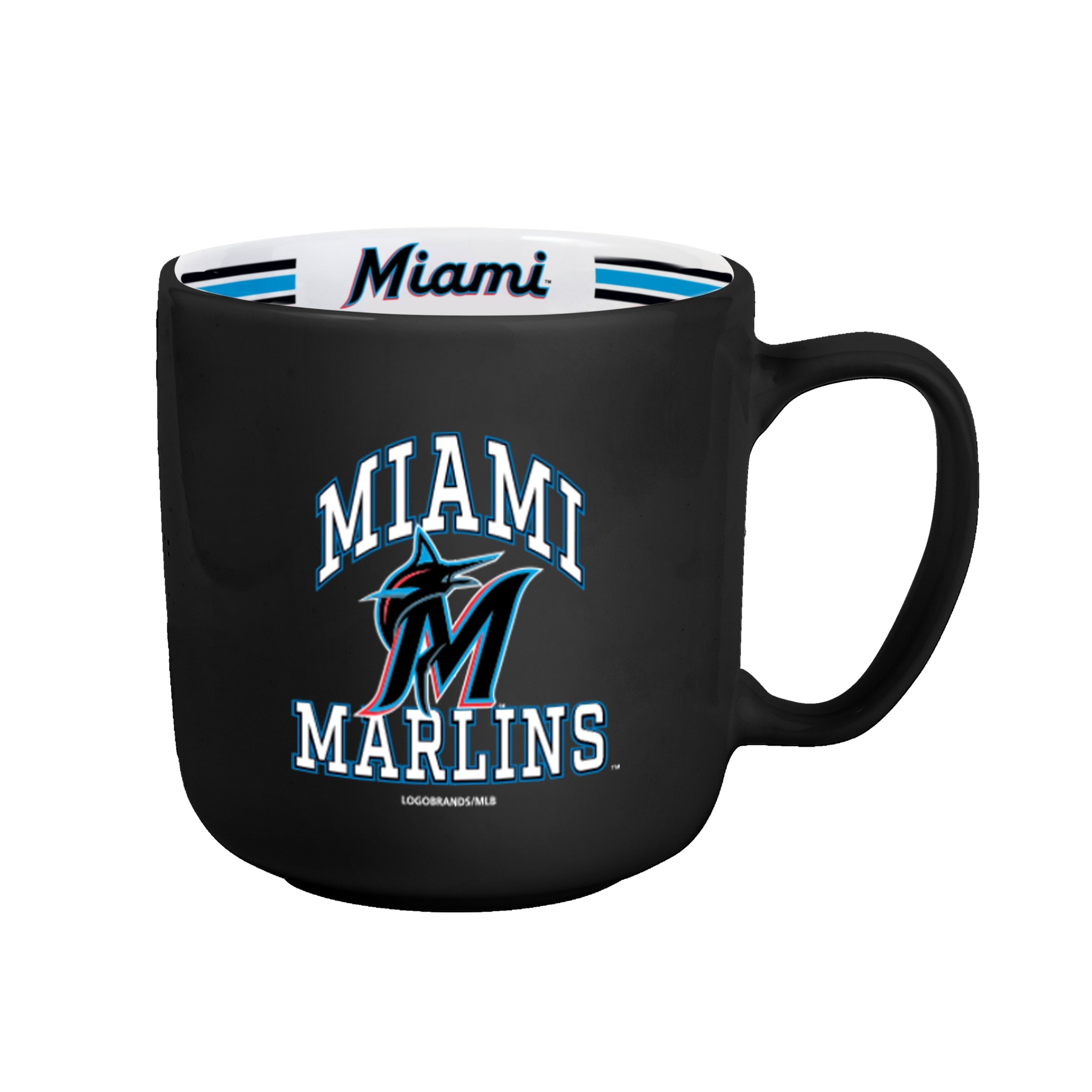 Miami Marlins 15oz Stripe Mug - Sports Gifts, Sports Memorabilia, Sports Collectibles, Fan Shop