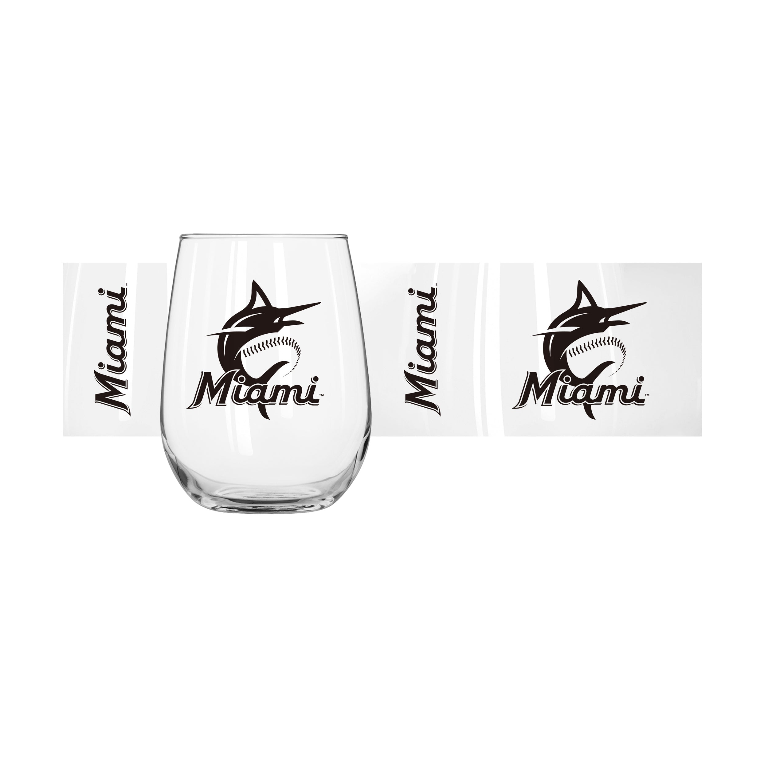 Miami Marlins 16oz Gameday Curved Beverage Glass - Sports Gifts, Sports Memorabilia, Sports Collectibles, Fan Shop