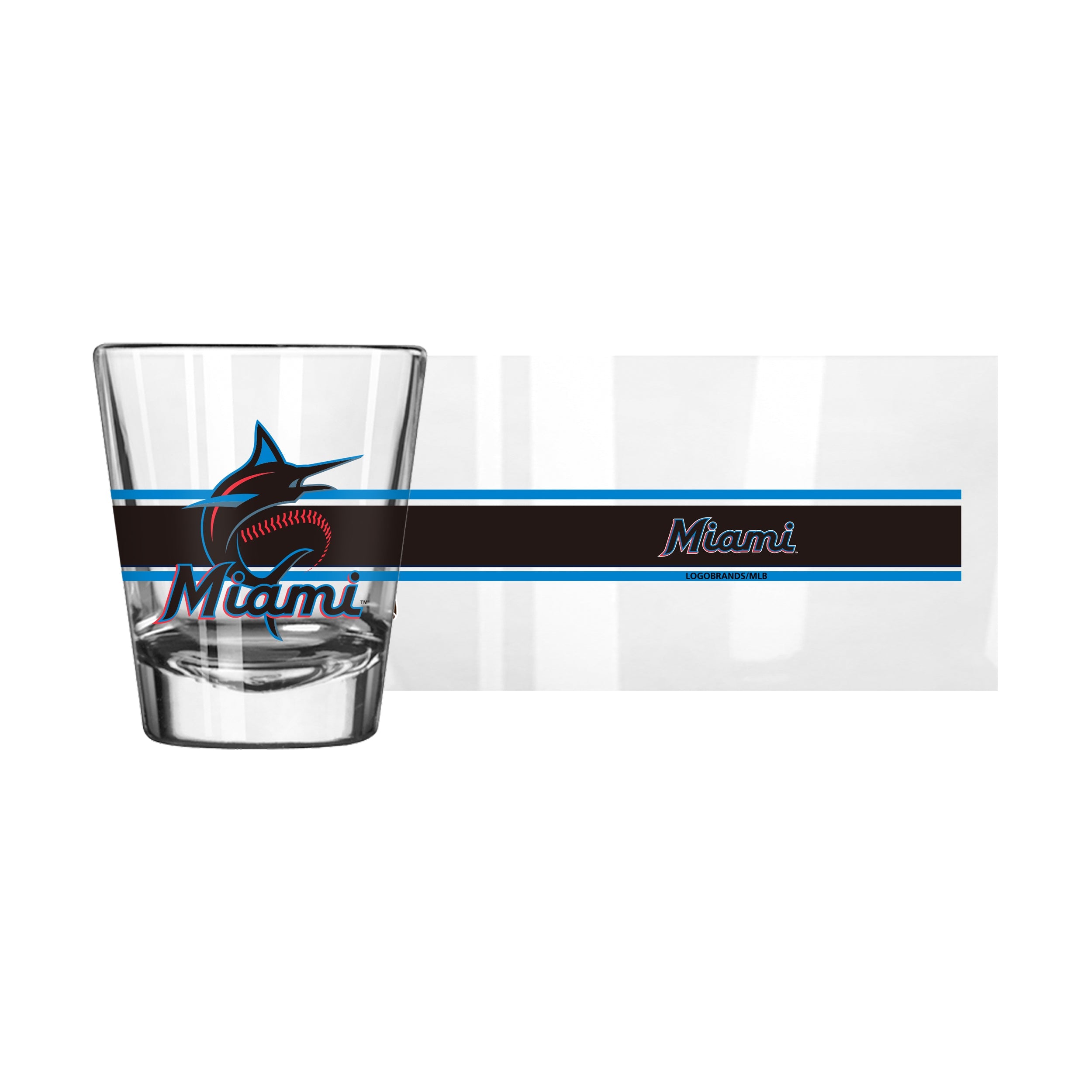 Miami Marlins 2oz Stripe Shot Glass - Sports Gifts, Sports Memorabilia, Sports Collectibles, Fan Shop