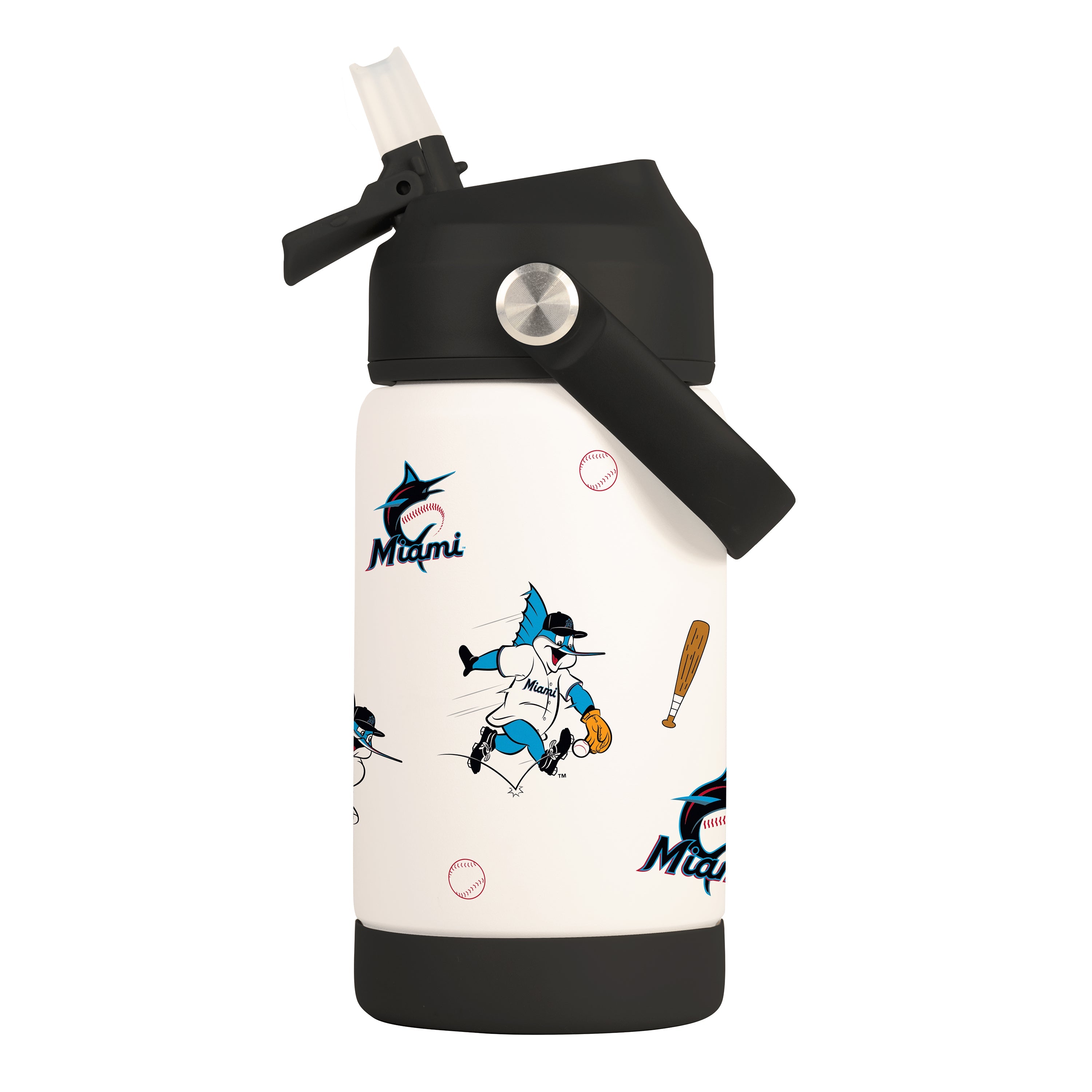 Miami Marlins 12oz Mascot SS Kids Bottle - Sports Gifts, Sports Memorabilia, Sports Collectibles, Fan Shop