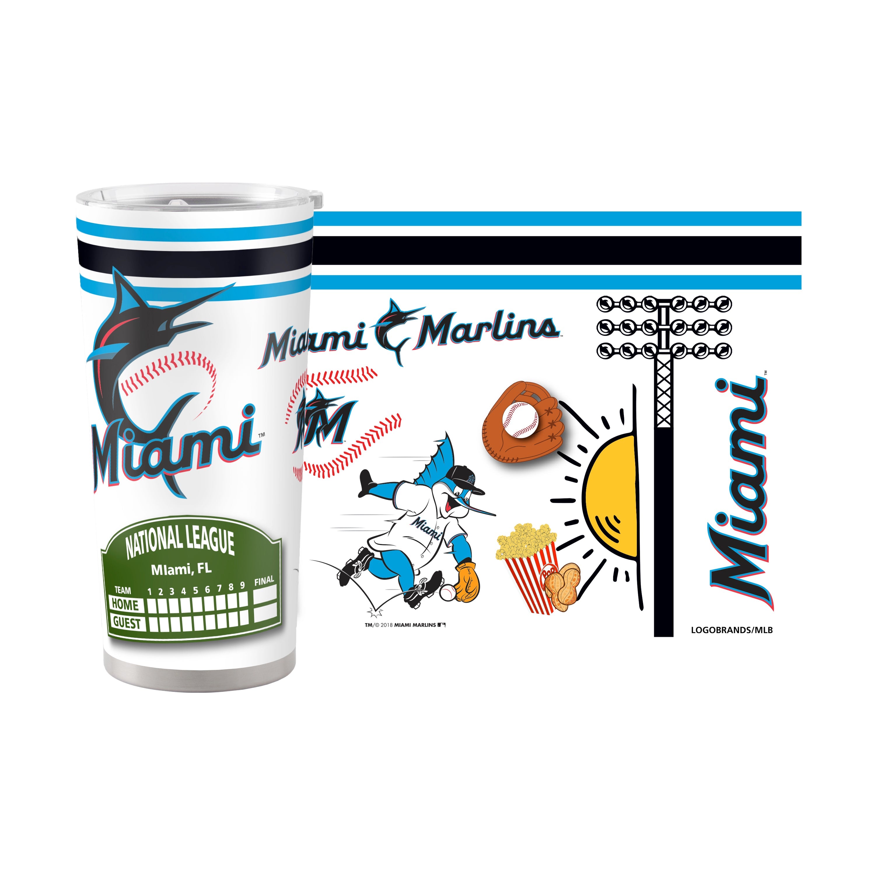 Miami Marlins 20oz Native Stainless Steel Tumbler - Sports Gifts, Sports Memorabilia, Sports Collectibles, Fan Shop