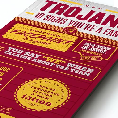 YouTheFan Officially-licensed NCAA USC Trojans 6x19 Top 10 Signs Banner - humorous descriptions - fun sports fan phrases, original design, indoor team wall decor fan gift - Sports Collectibles, Sports Memorabilia, Sports Fan Shop, Sports Gifts