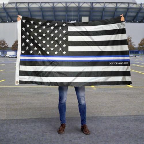 Sports Flags Pennants Company Doctors EMS Thin Line Flag 3x5 Foot Banner - Sports Collectibles, Sports Memorabilia, Sports Fan Shop, Sports Gifts