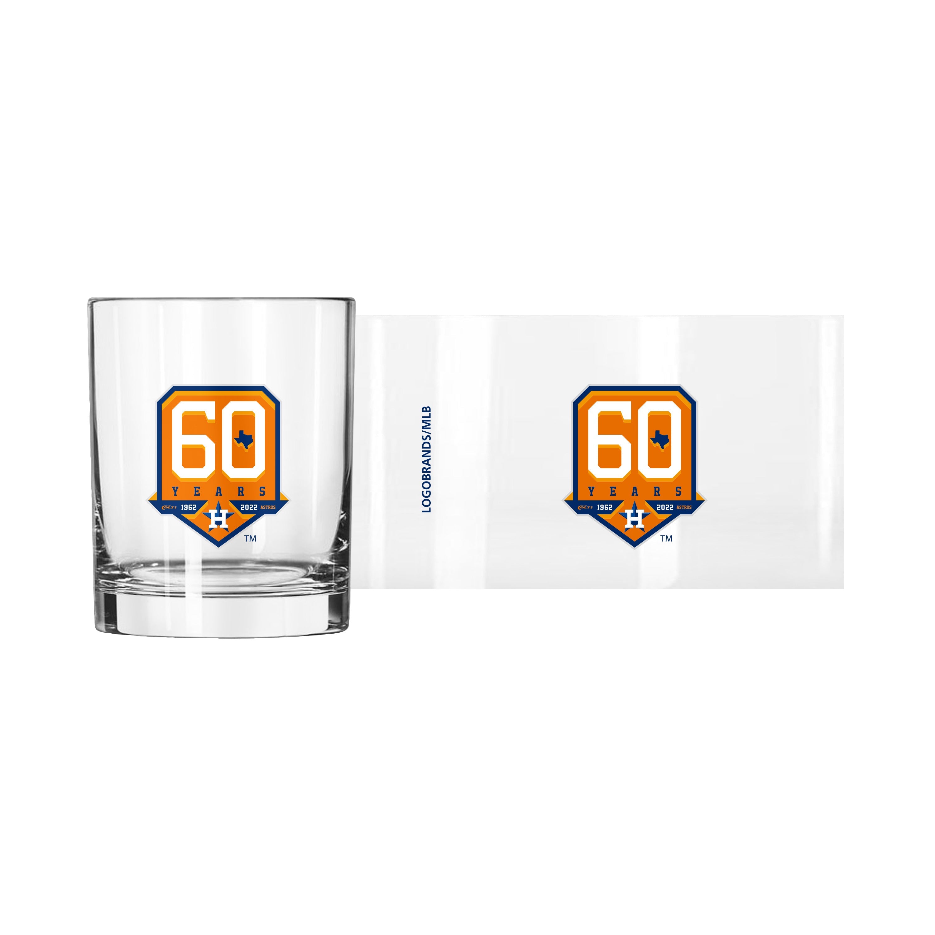 Houston Astros 14oz 60th Anniversary Rocks Glass - Sports Gifts, Sports Memorabilia, Sports Collectibles, Fan Shop